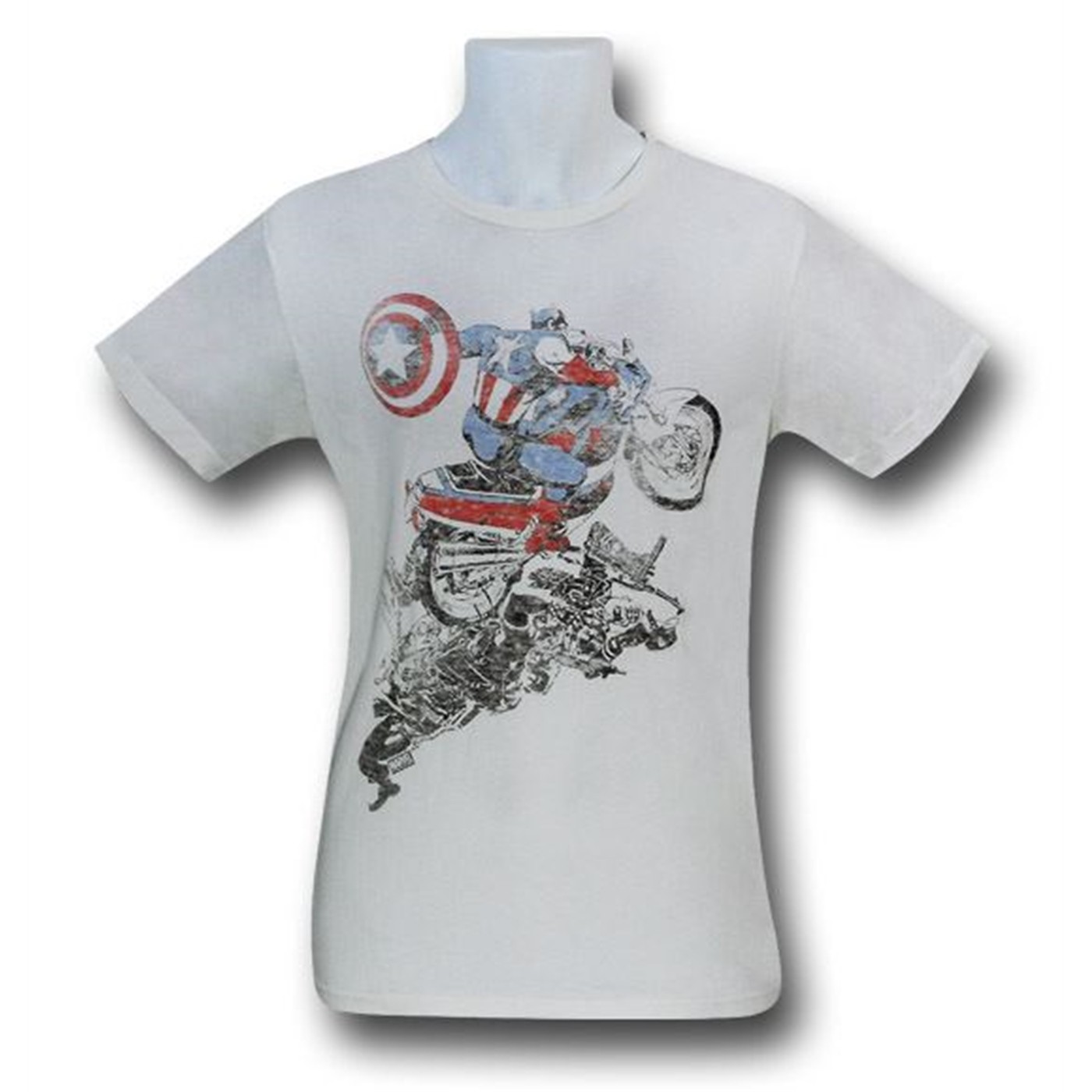Captain America Bike Climb Junk Food T-Shirt, White