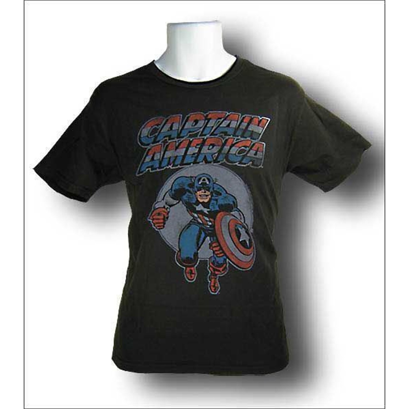 Captain America Classic Black Wash T-Shirt by Junk Food
