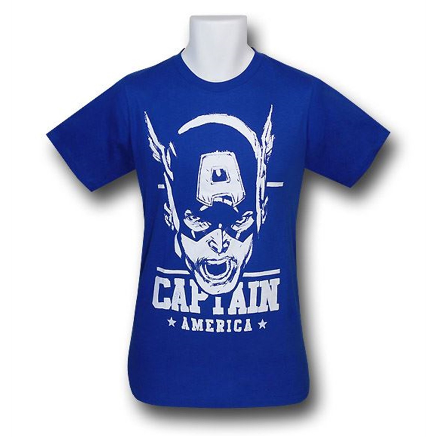 Captain America Head Sketch 30 Single T-Shirt, Blue