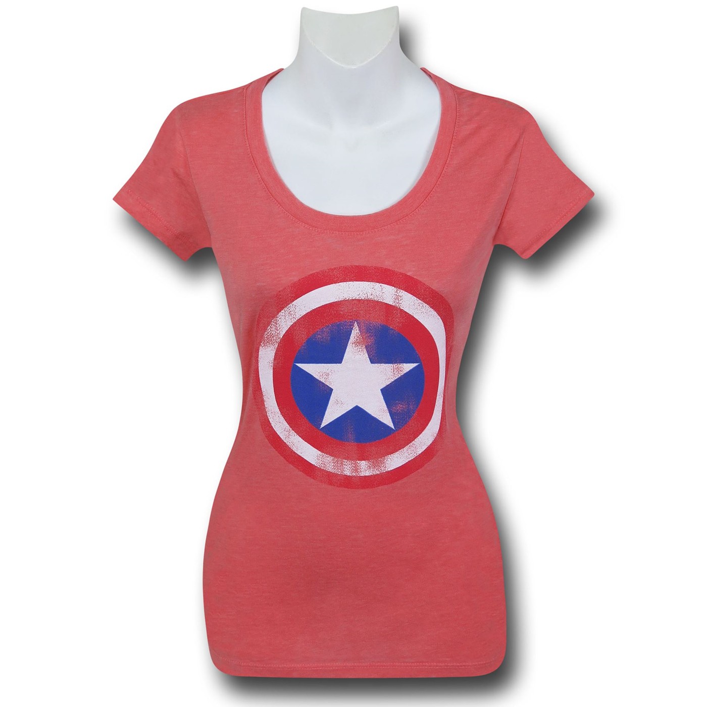 Captain America Shield Women's Burnout T-Shirt, Red