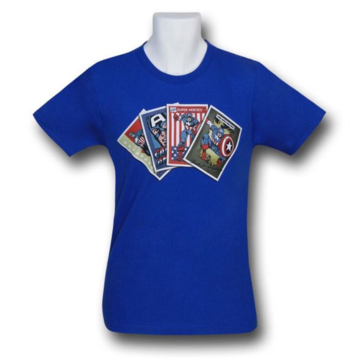 Captain America Collector Cards T-Shirt, Blue