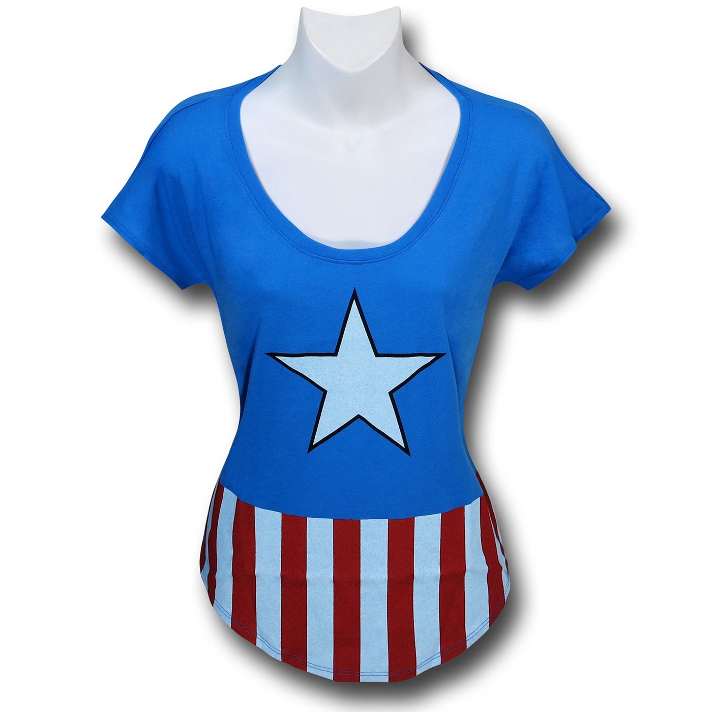 Captain America Women's Costume Fashion T-Shirt, Blue