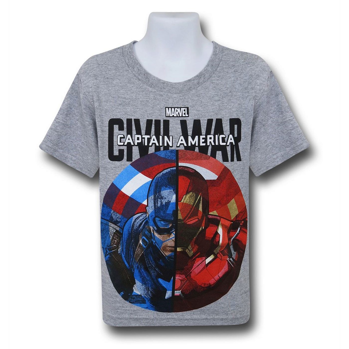Captain America Civil War Duo Kids T-Shirt, Grey