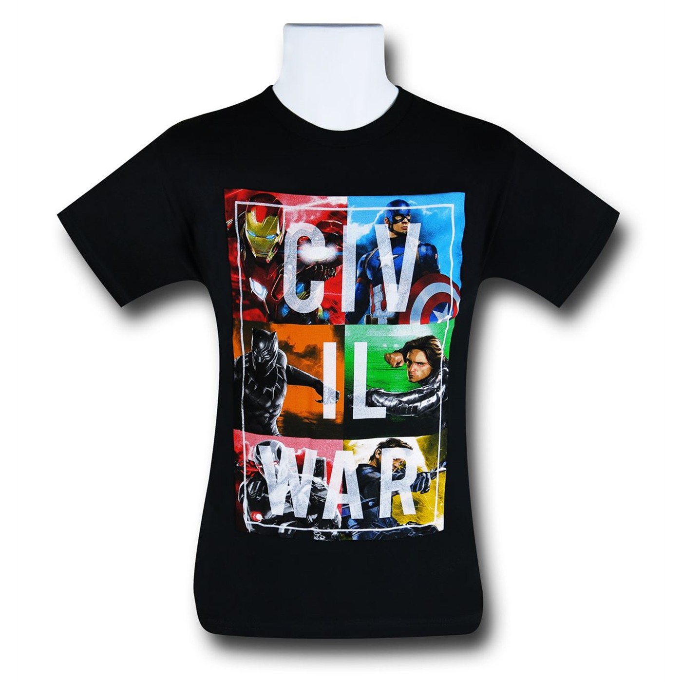 Captain America Civil War Split Up T-Shirt, Black