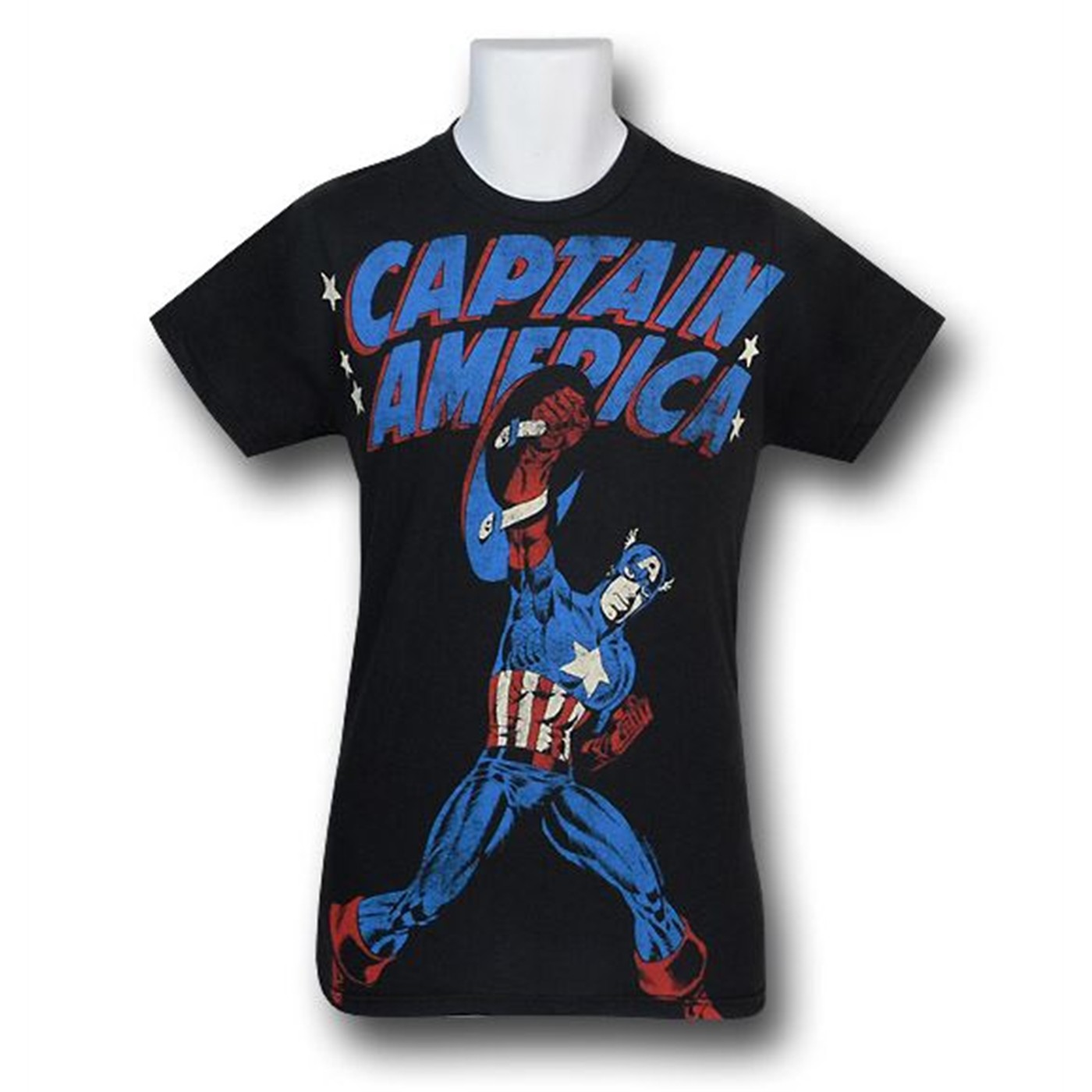 Captain America Fist/Shield Pump 30 Single T-Shirt, Black