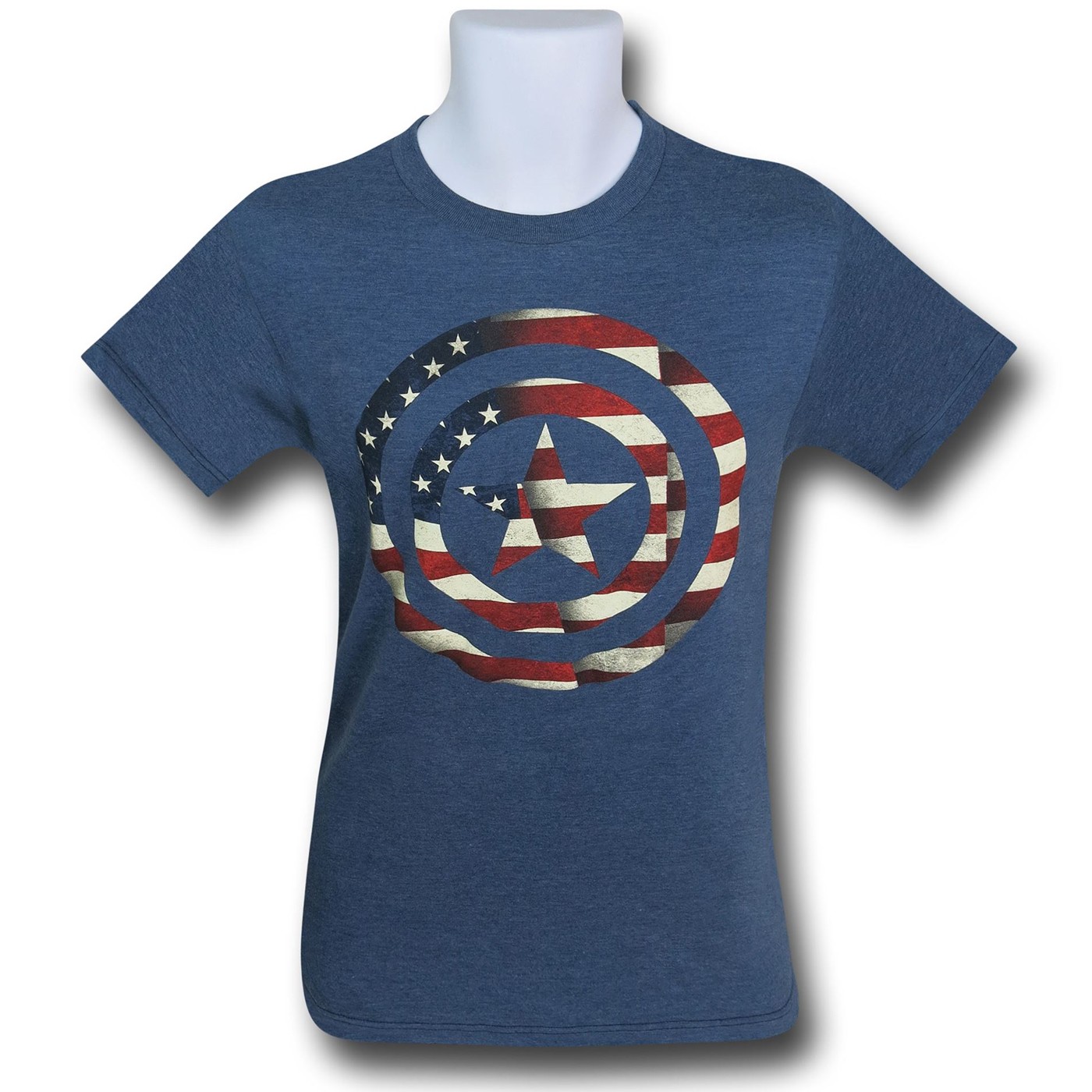 Captain America Flag Shield T-Shirt, Blue