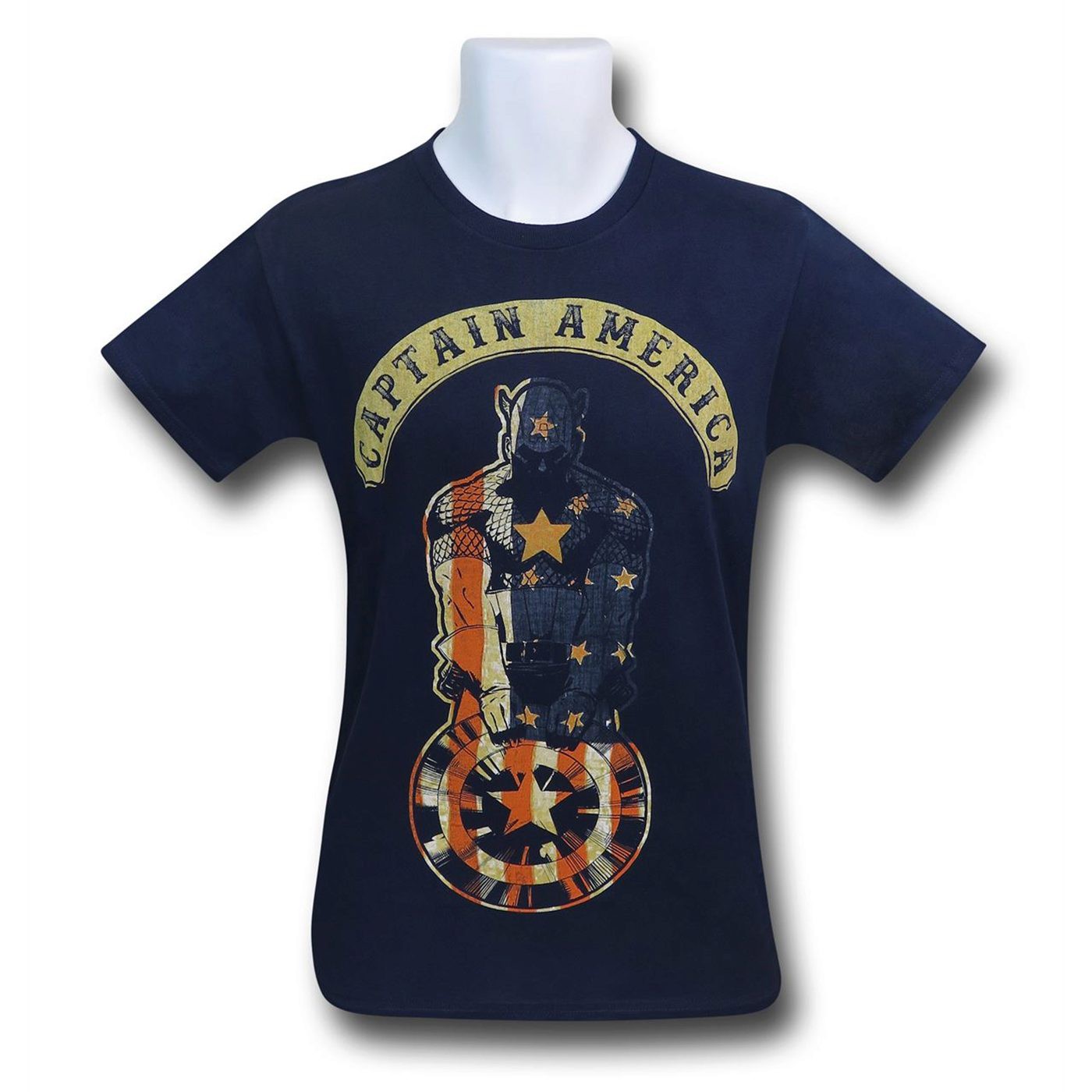 Captain America Flagged Image Men's T-Shirt, Blue