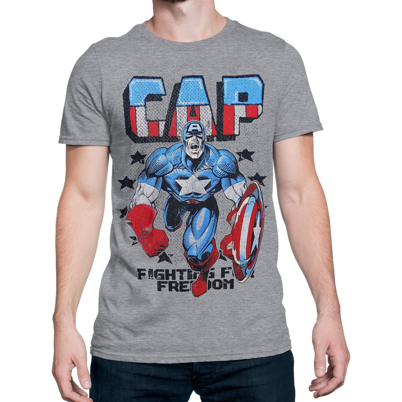 Captain America Freedom Fighter Men's T-Shirt, Grey