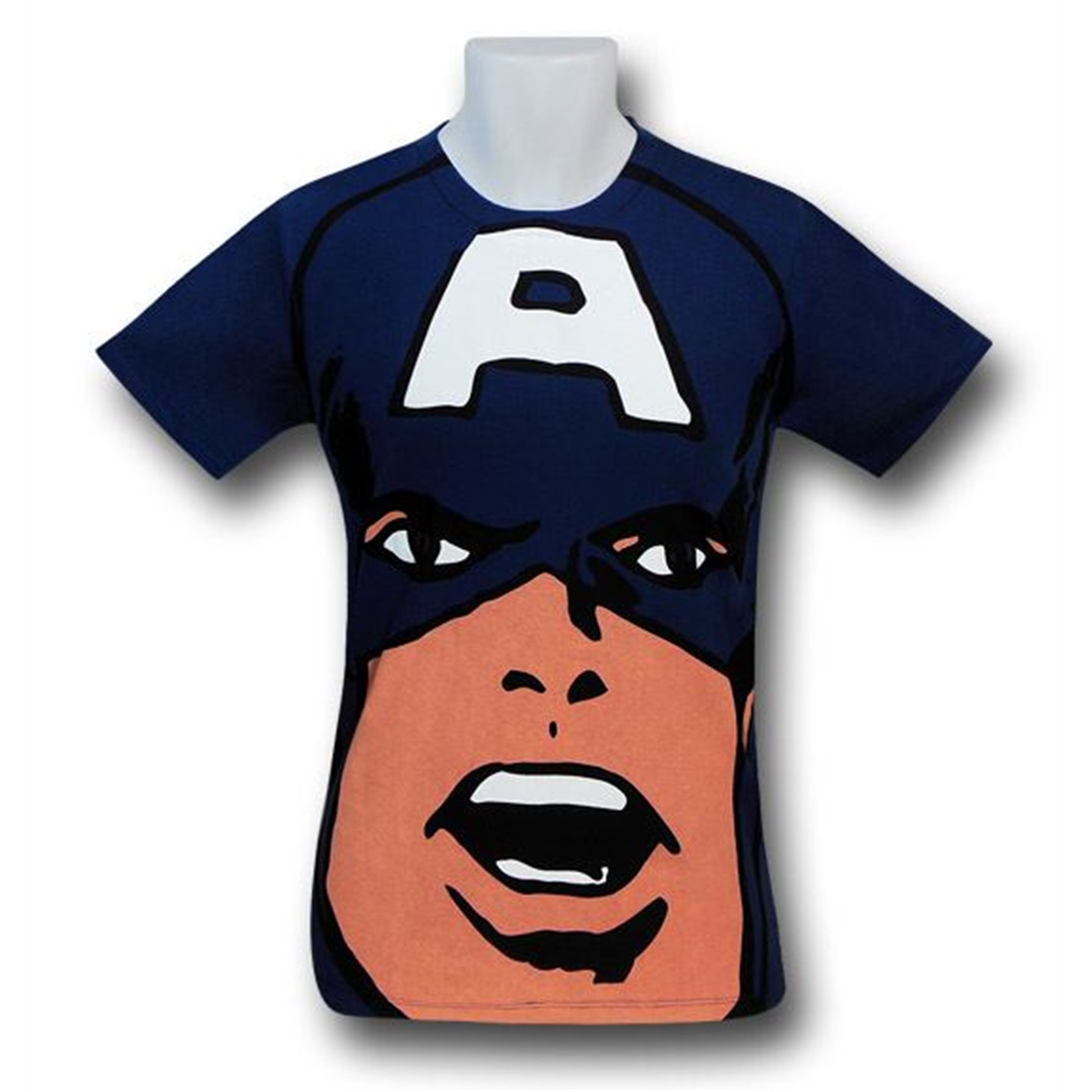 Captain America Giant Face 30 Single T-Shirt, Blue