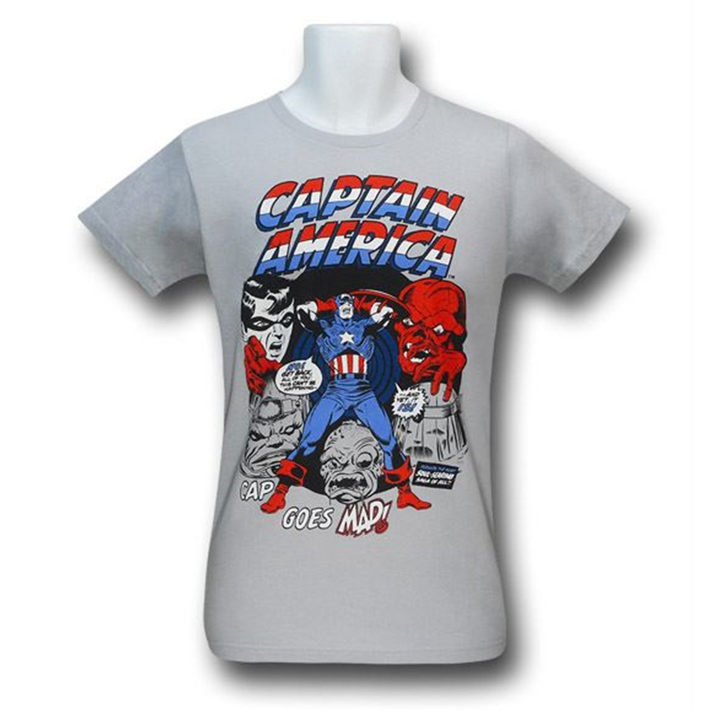 Captain America Goes Mad 30 Single T-Shirt, Grey