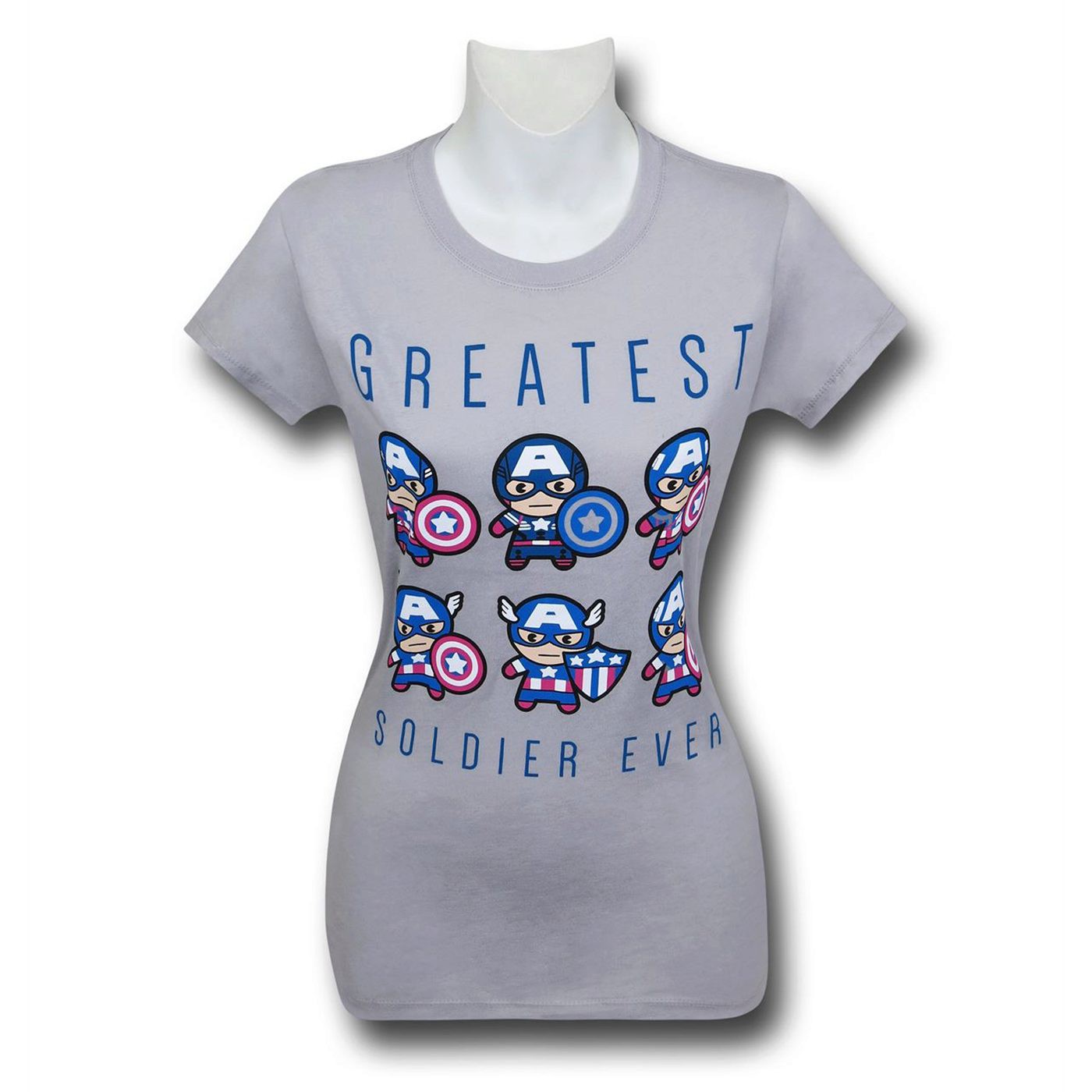 Captain America Greatest Soldier Women's T-Shirt, Grey