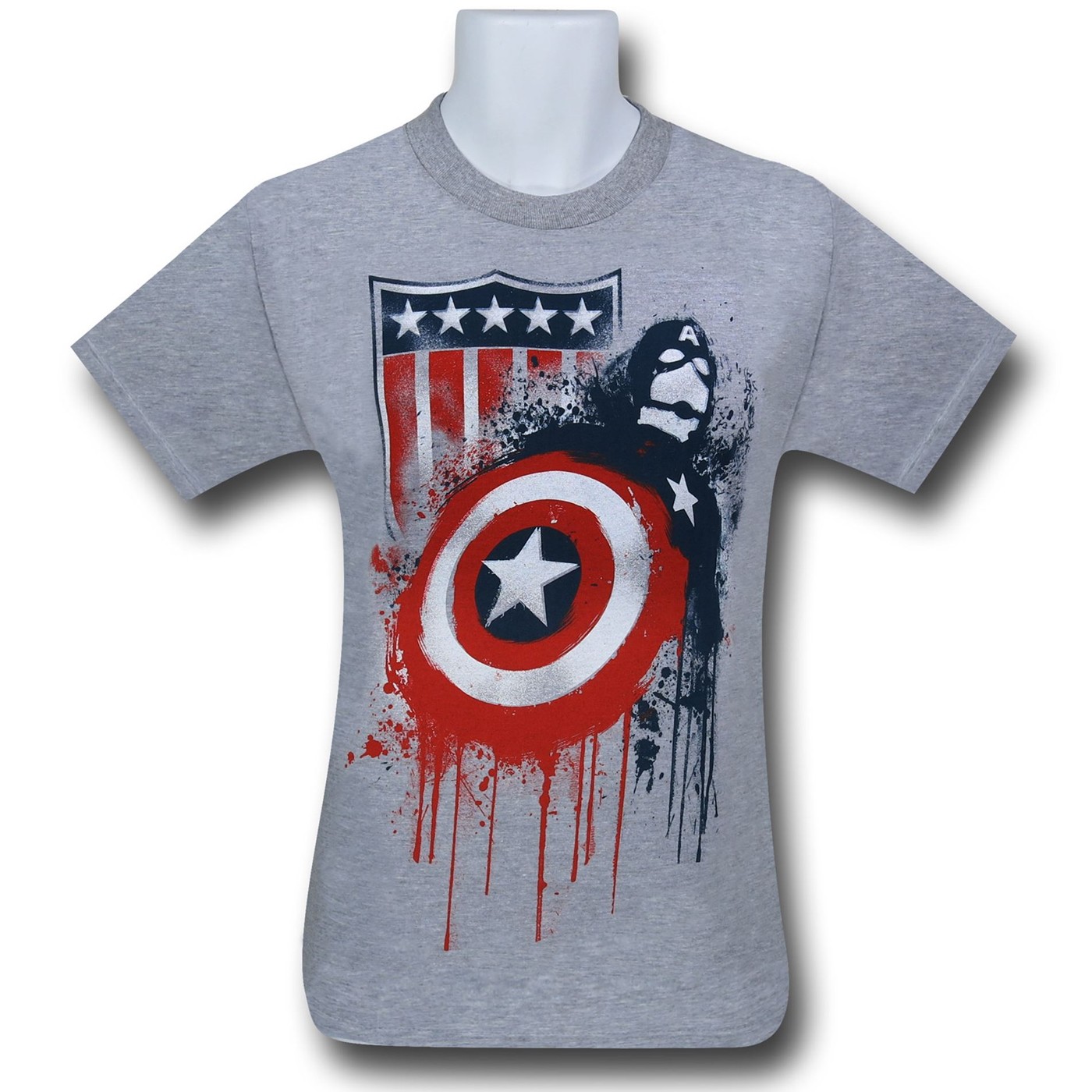 Captain America Iconic Drips 30 Single T-Shirt, Grey