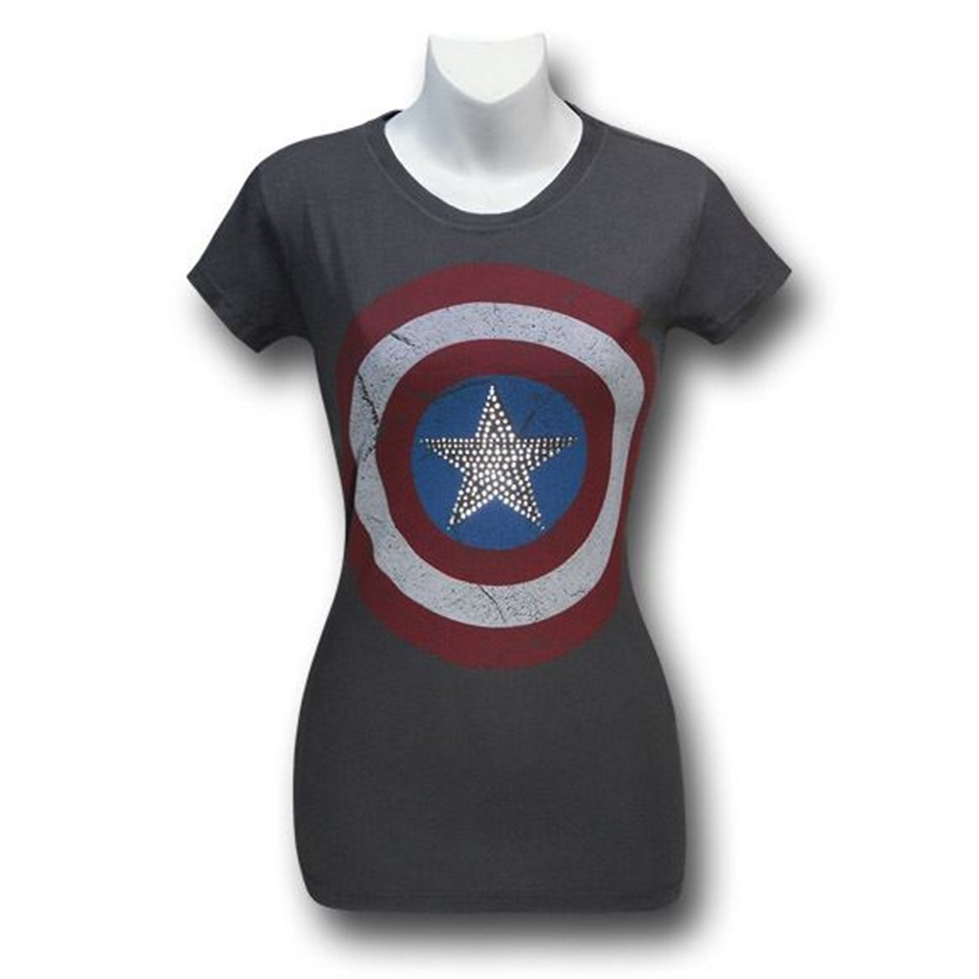 Captain America Juniors Shield Studs T-Shirt, Grey