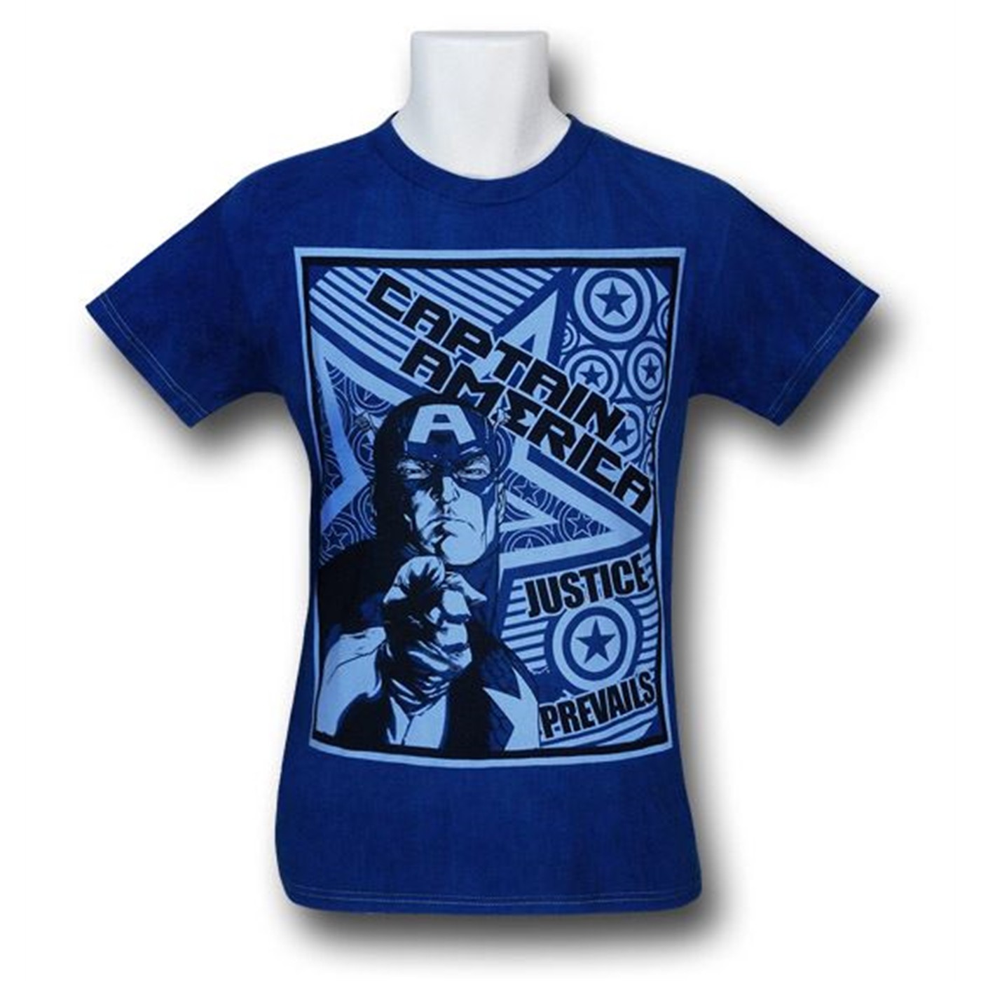 Captain America Justice Prevails T-Shirt, Blue