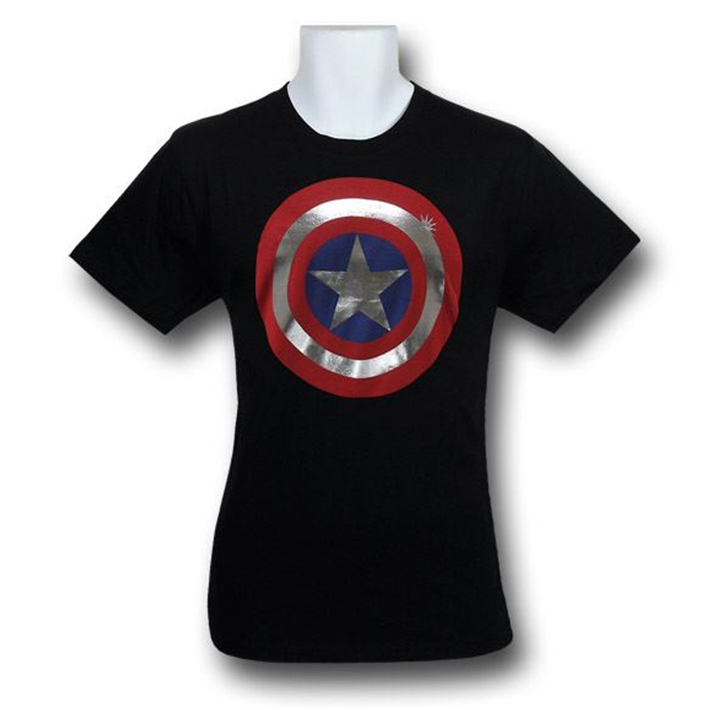 Captain America Foil Shield Kids T-Shirt, Black