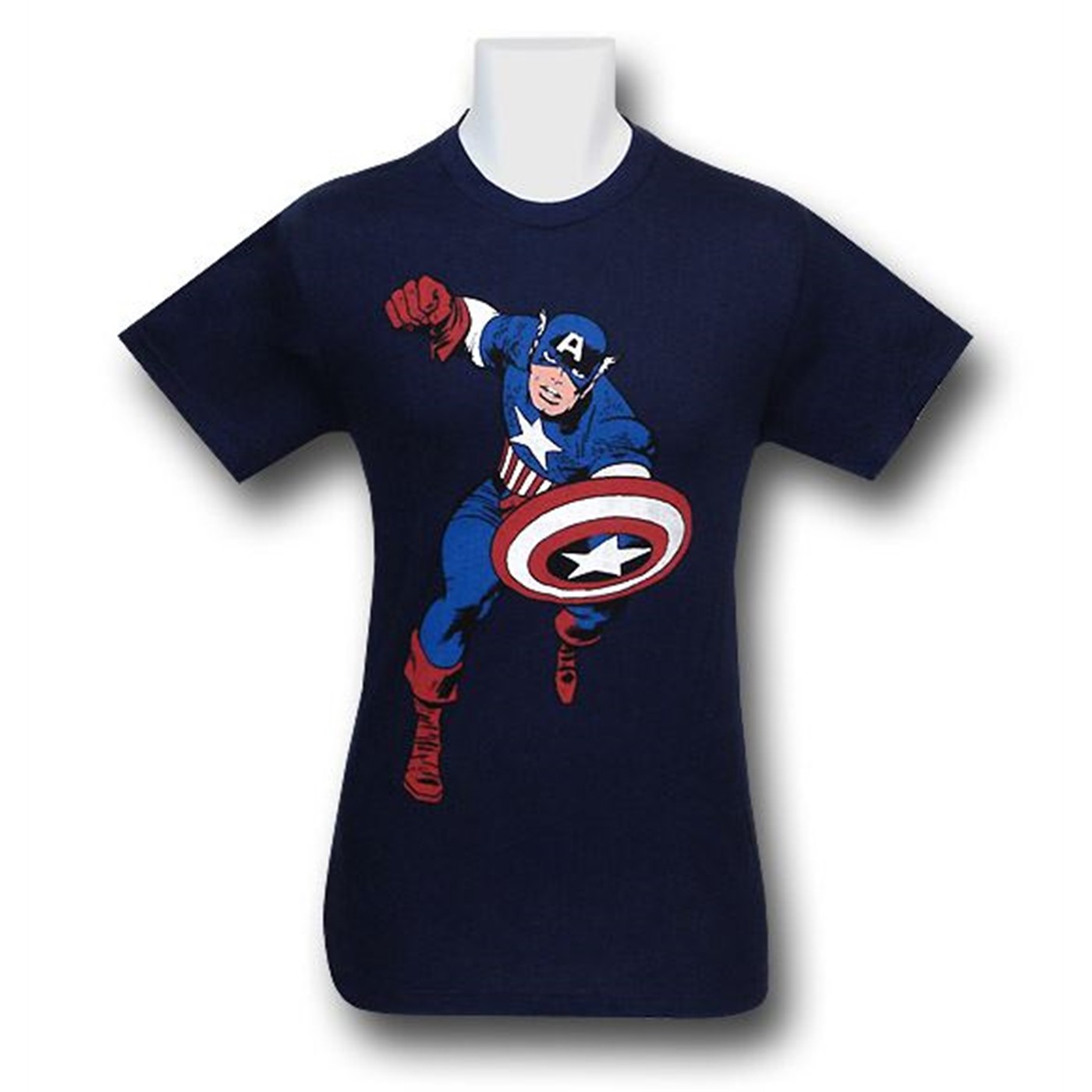 Captain America Kirby Blue Faded T-Shirt, Blue