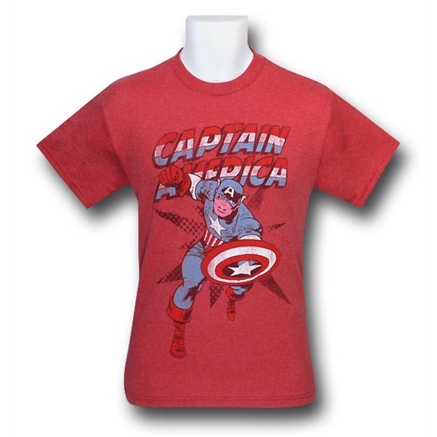 Captain America Kirby Red Faded T-Shirt, Red