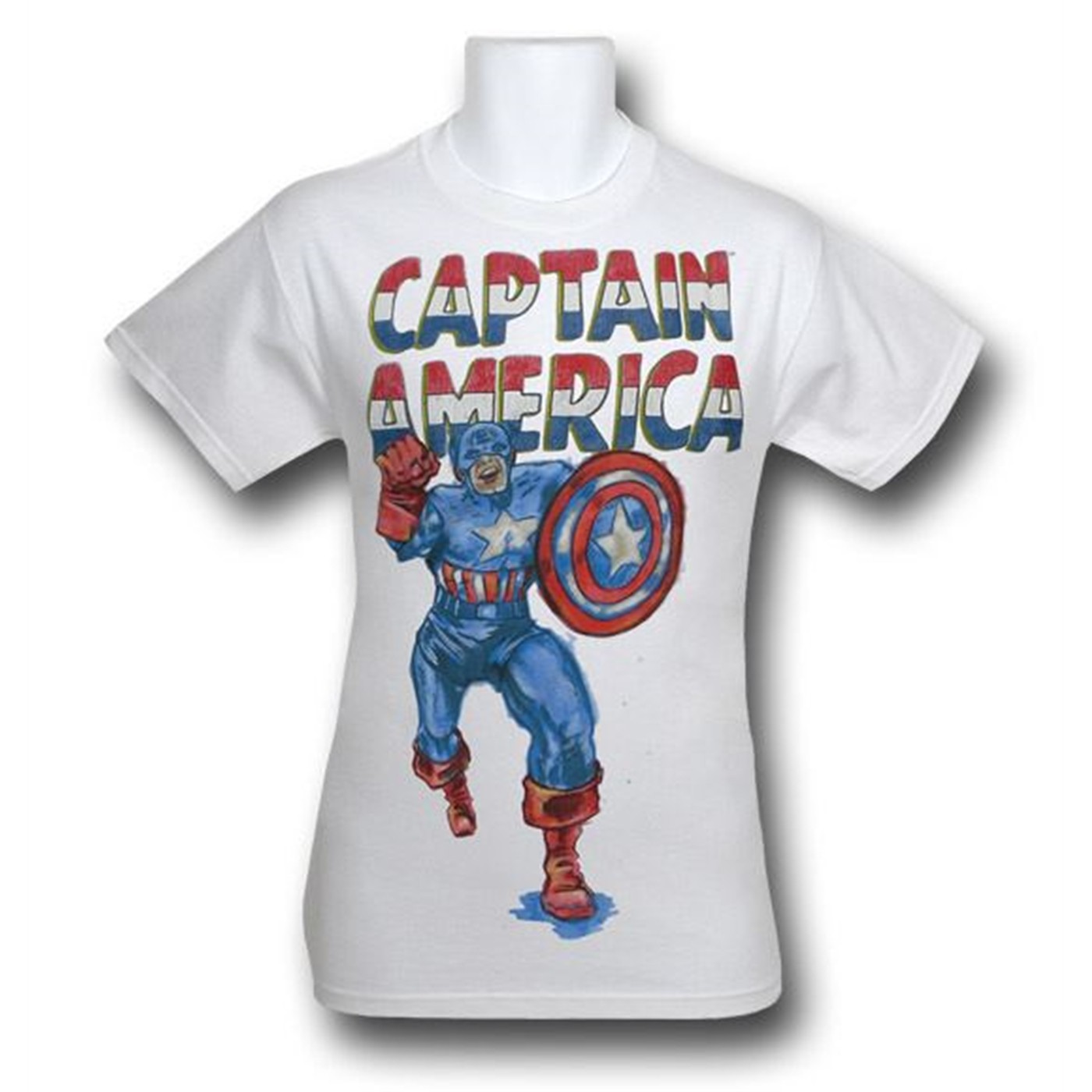 Captain America Kirby Water Color (30 Single) T-Shirt, White