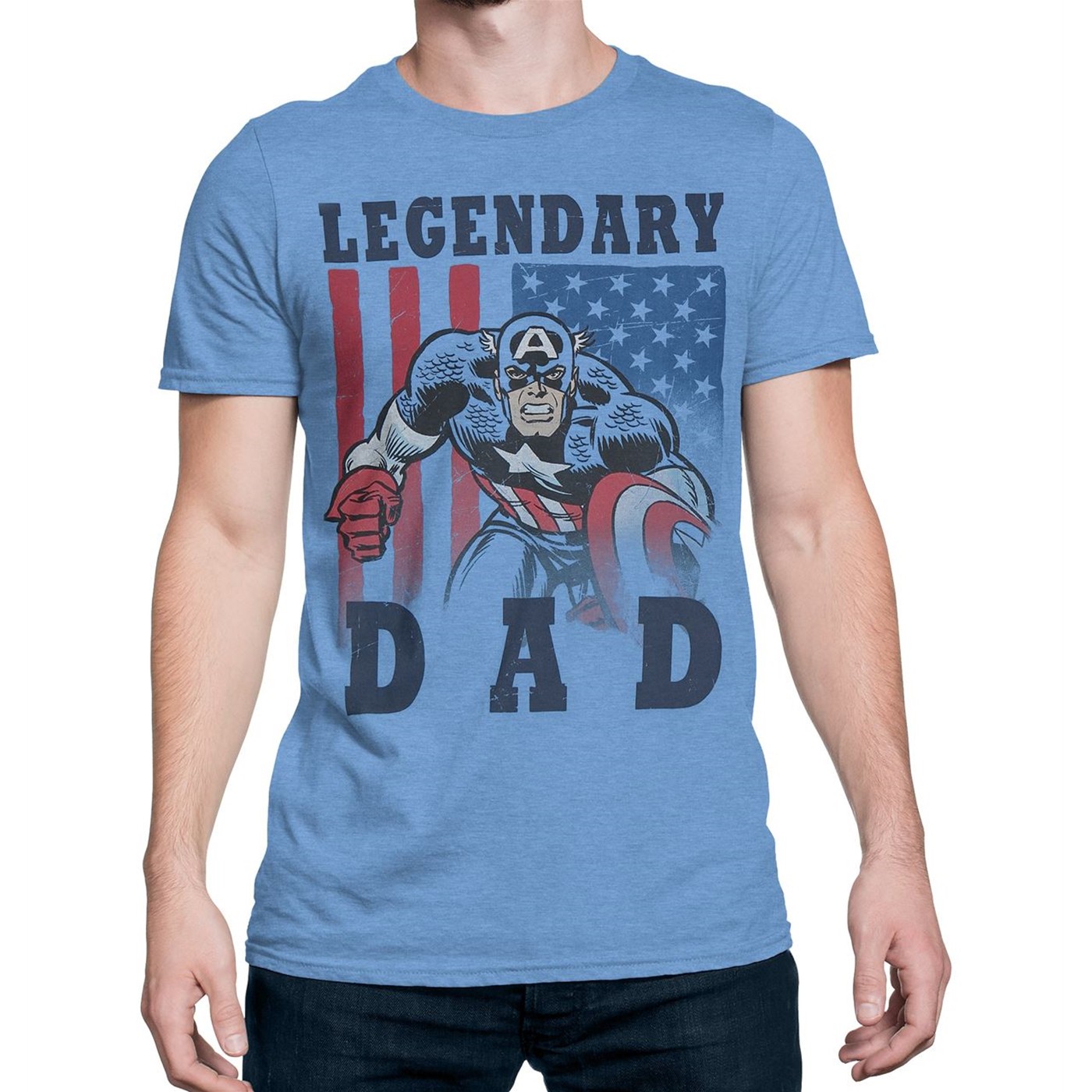 Captain America Legendary Dad Men's T-Shirt, Blue