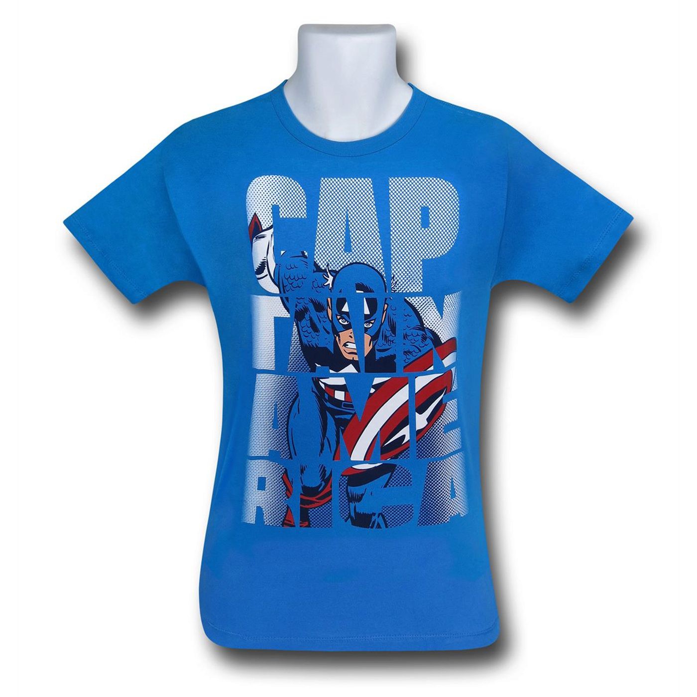 Captain America Image in Letters Kids T-Shirt, Blue