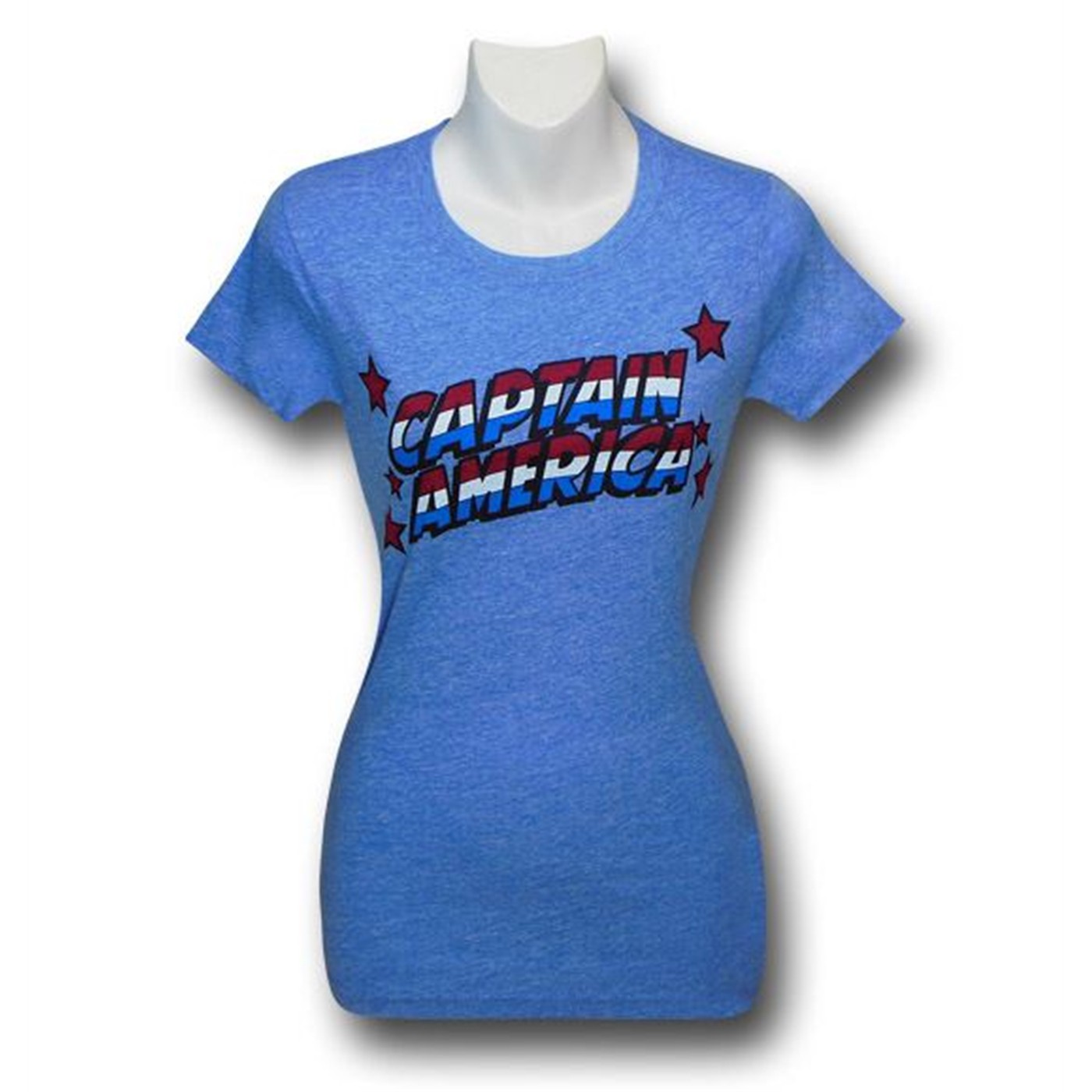 Captain America Logo on Heather Women's T-Shirt, Blue
