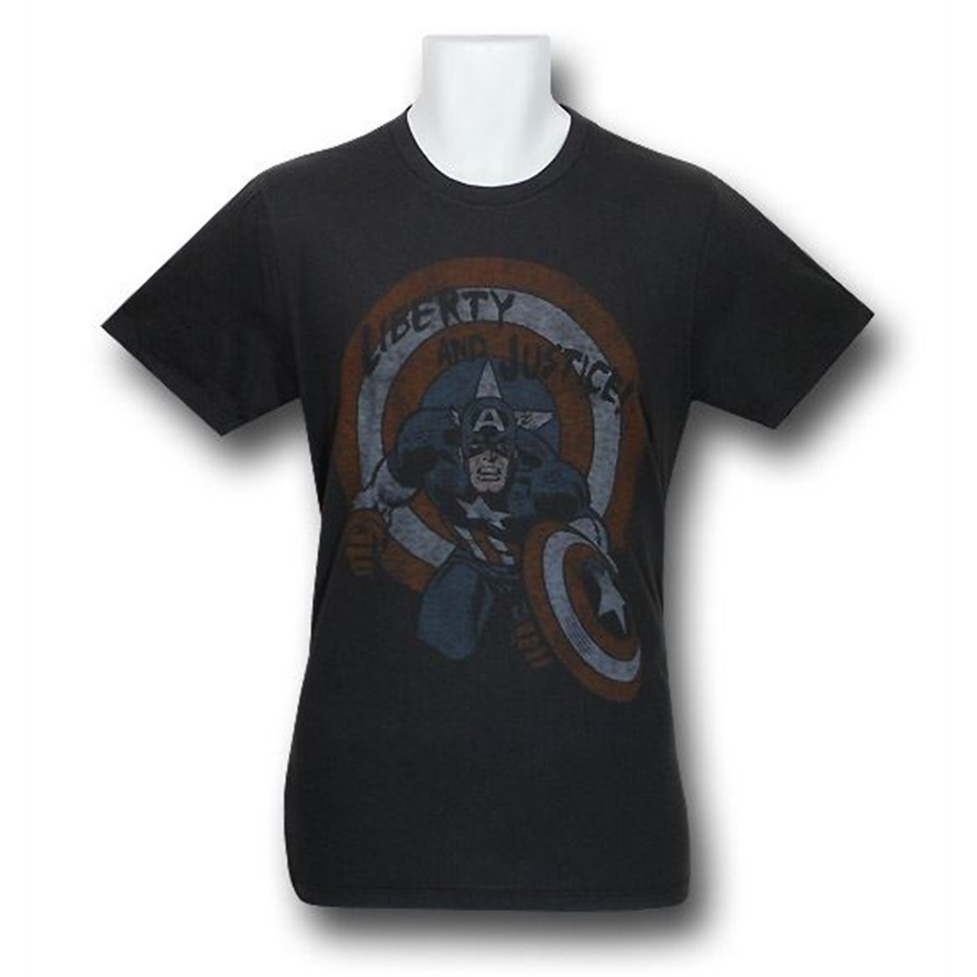 Captain America Liberty Junk Food T-Shirt, Black