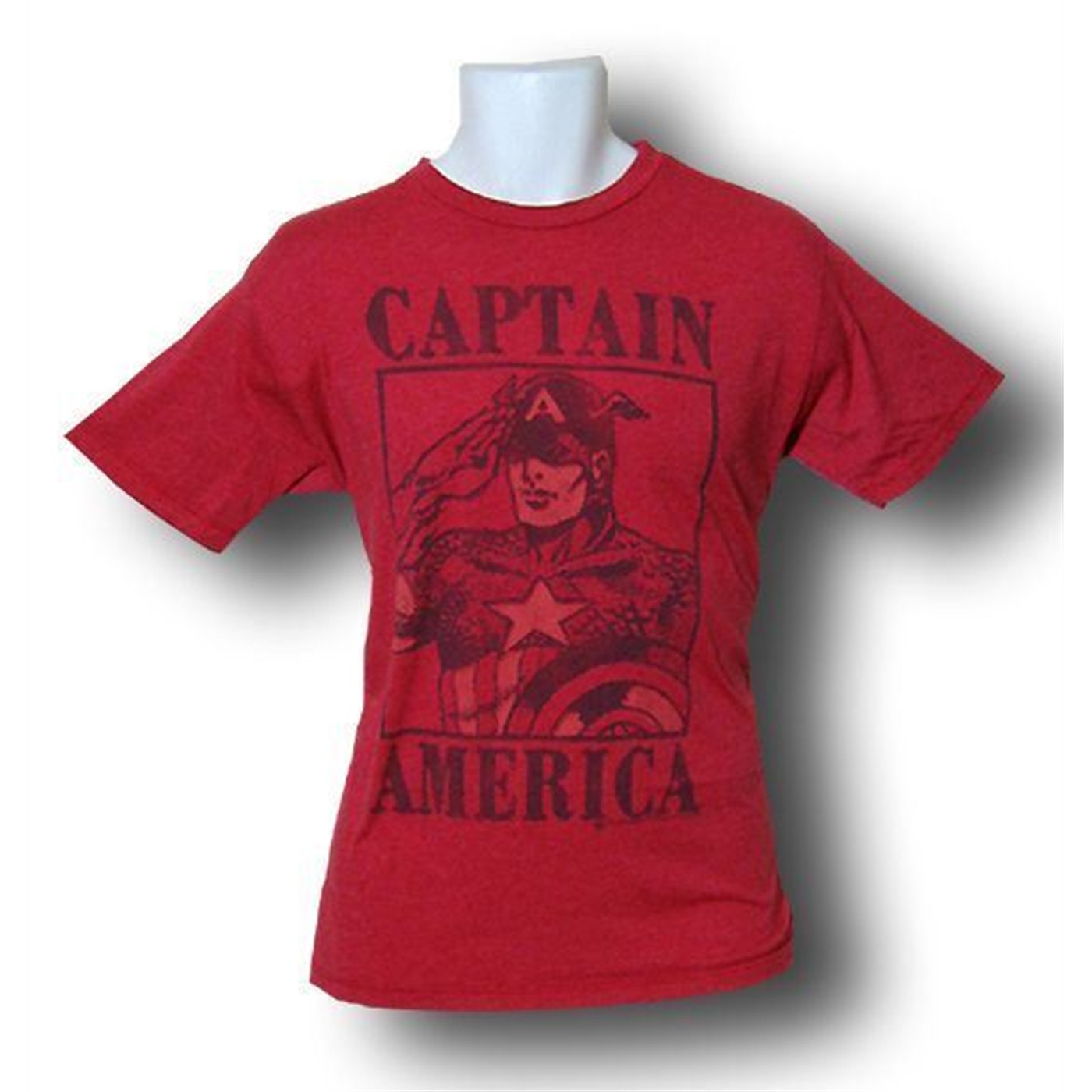 Captain America Salute Red Distressed Junk Food T-Shirt, Red
