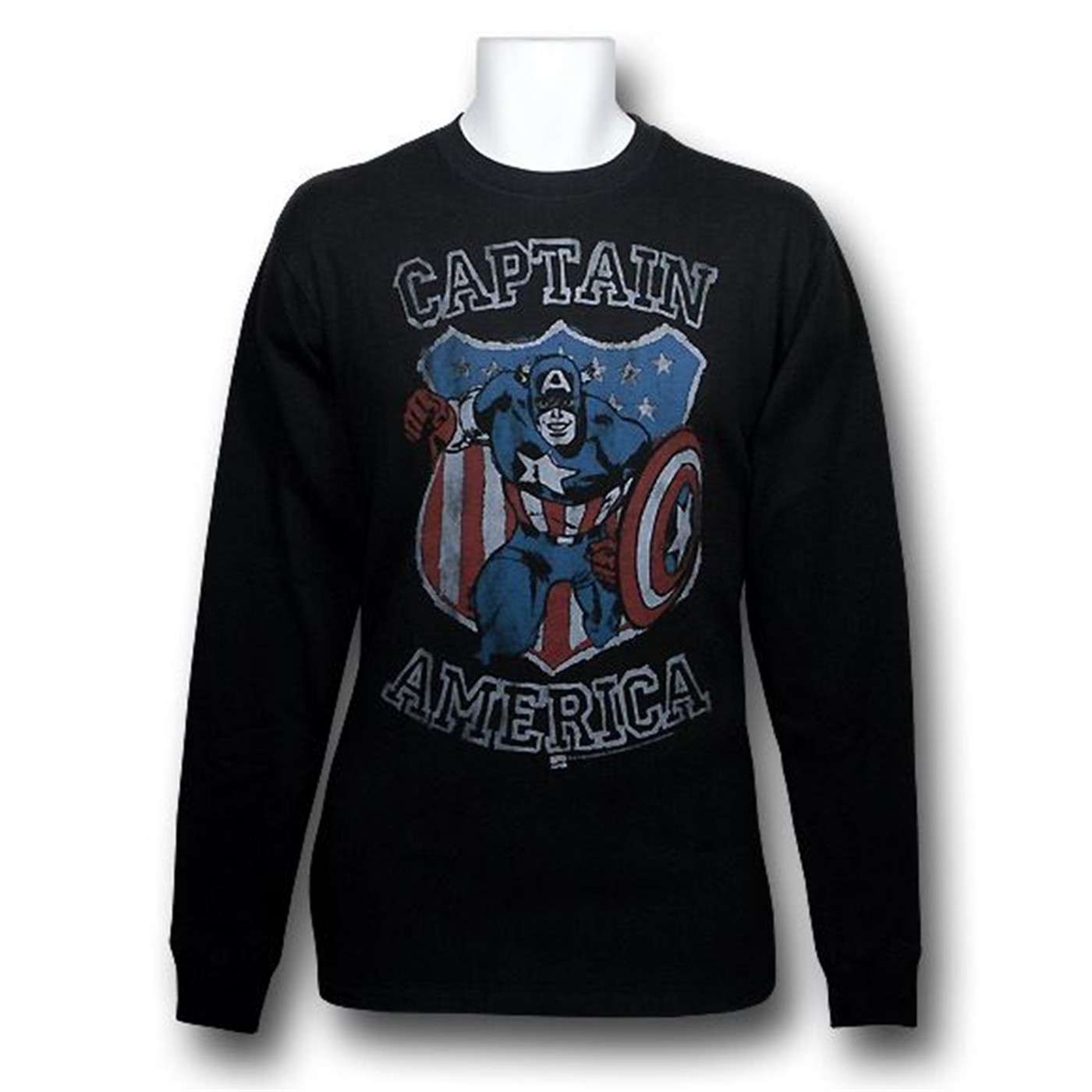 Captain America Long Sleeve Junk Food T-Shirt, Black
