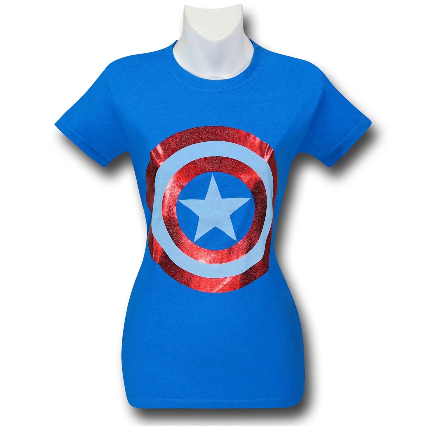 Captain America Foil Shield Light Blue Women's T-Shirt, Blue