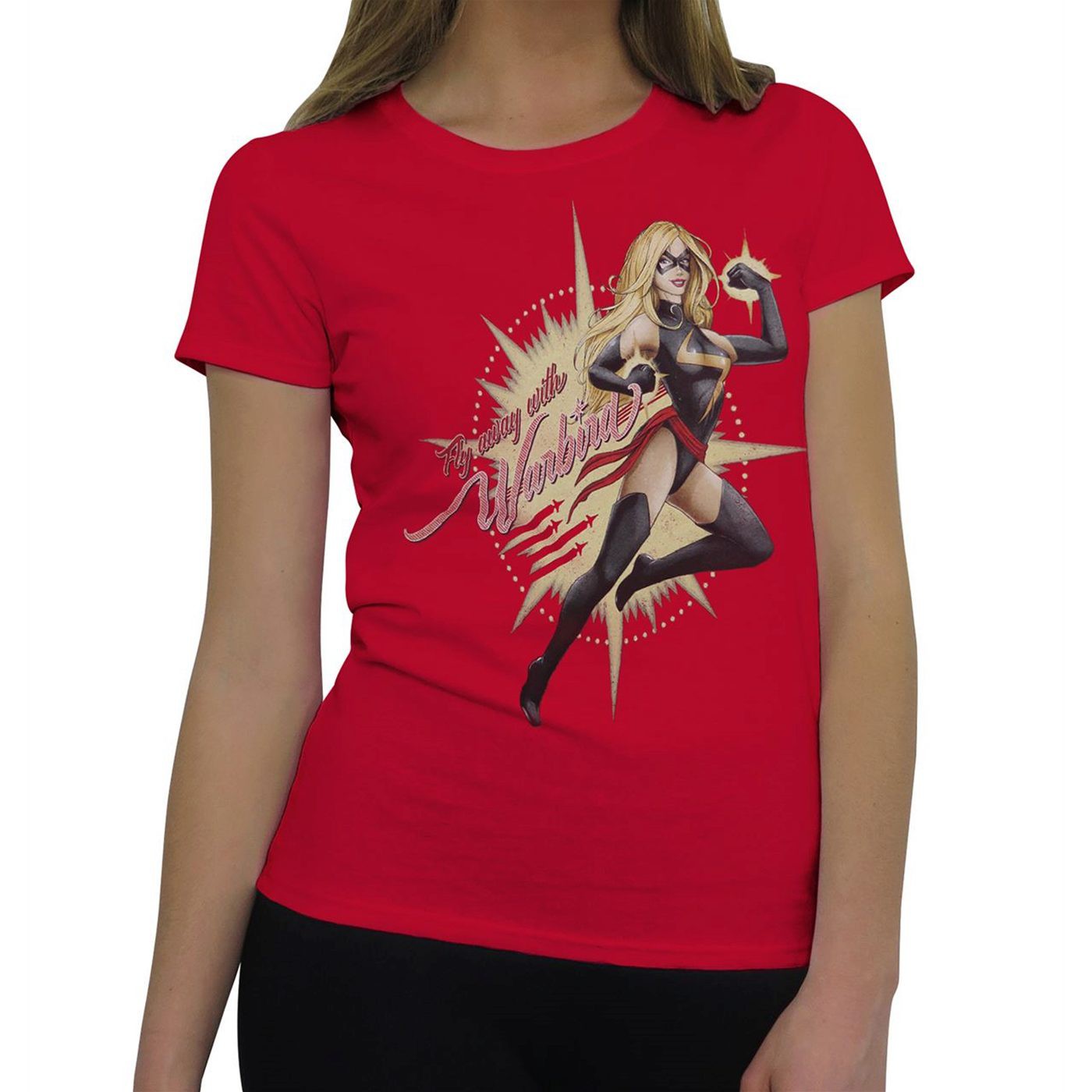 Ms Marvel Fly Away Warbird Women's T-Shirt, Red