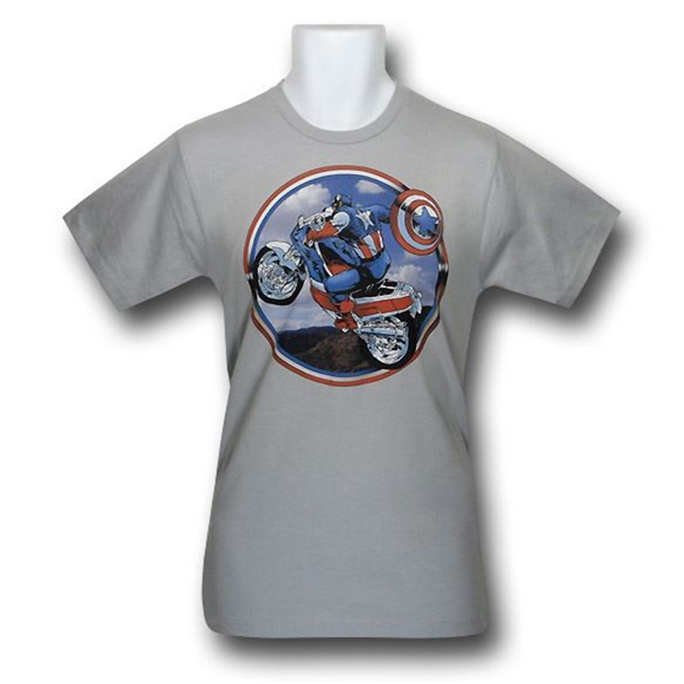 Captain America Stunt Cycle 30 Single T-Shirt, Grey