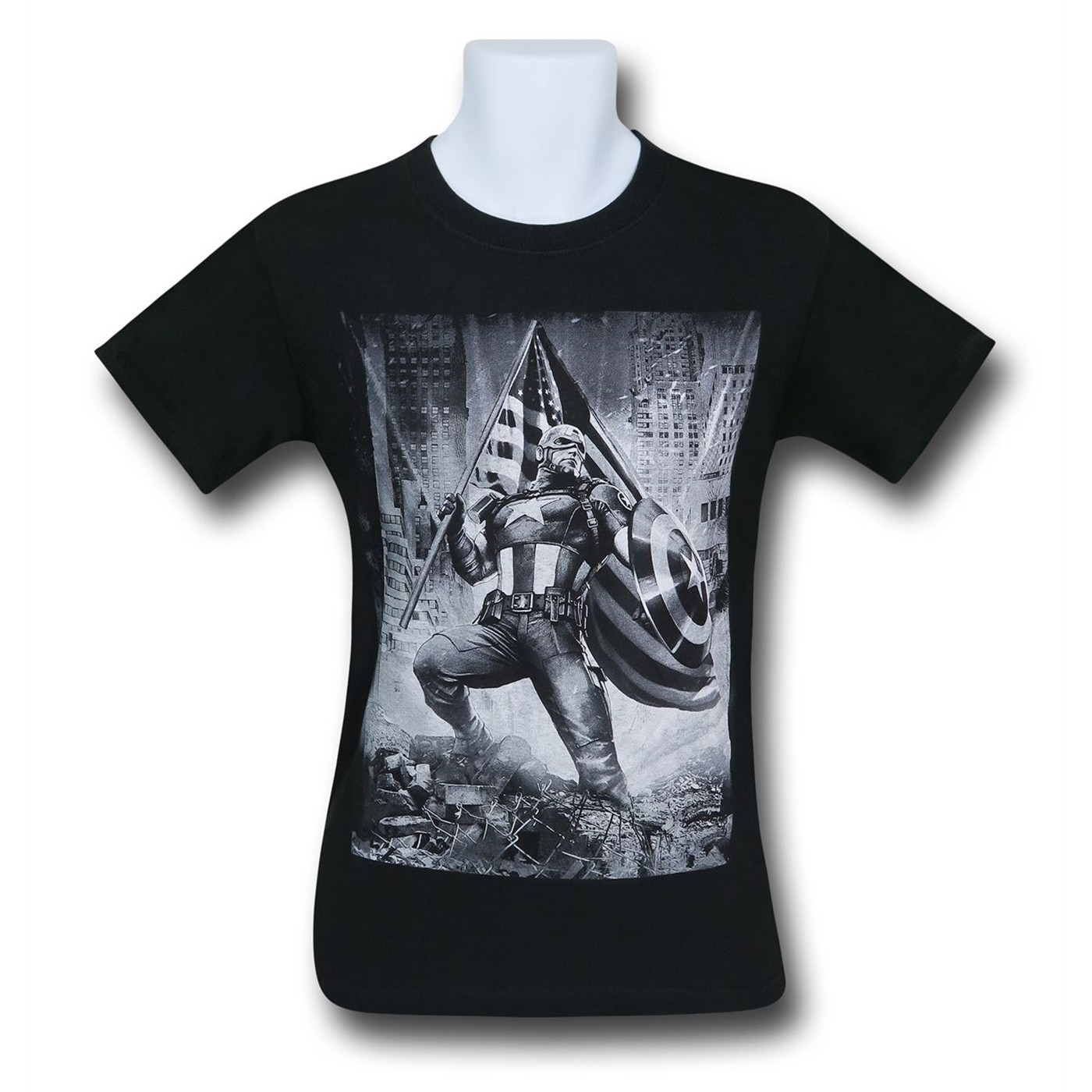 Captain America Patriotic Flag Men's T-Shirt, Black