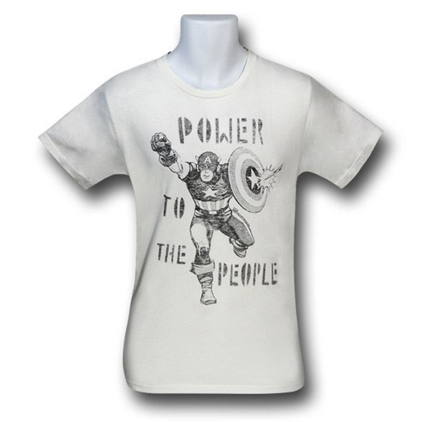Captain America Power To The People Junk Food T-Shirt, White