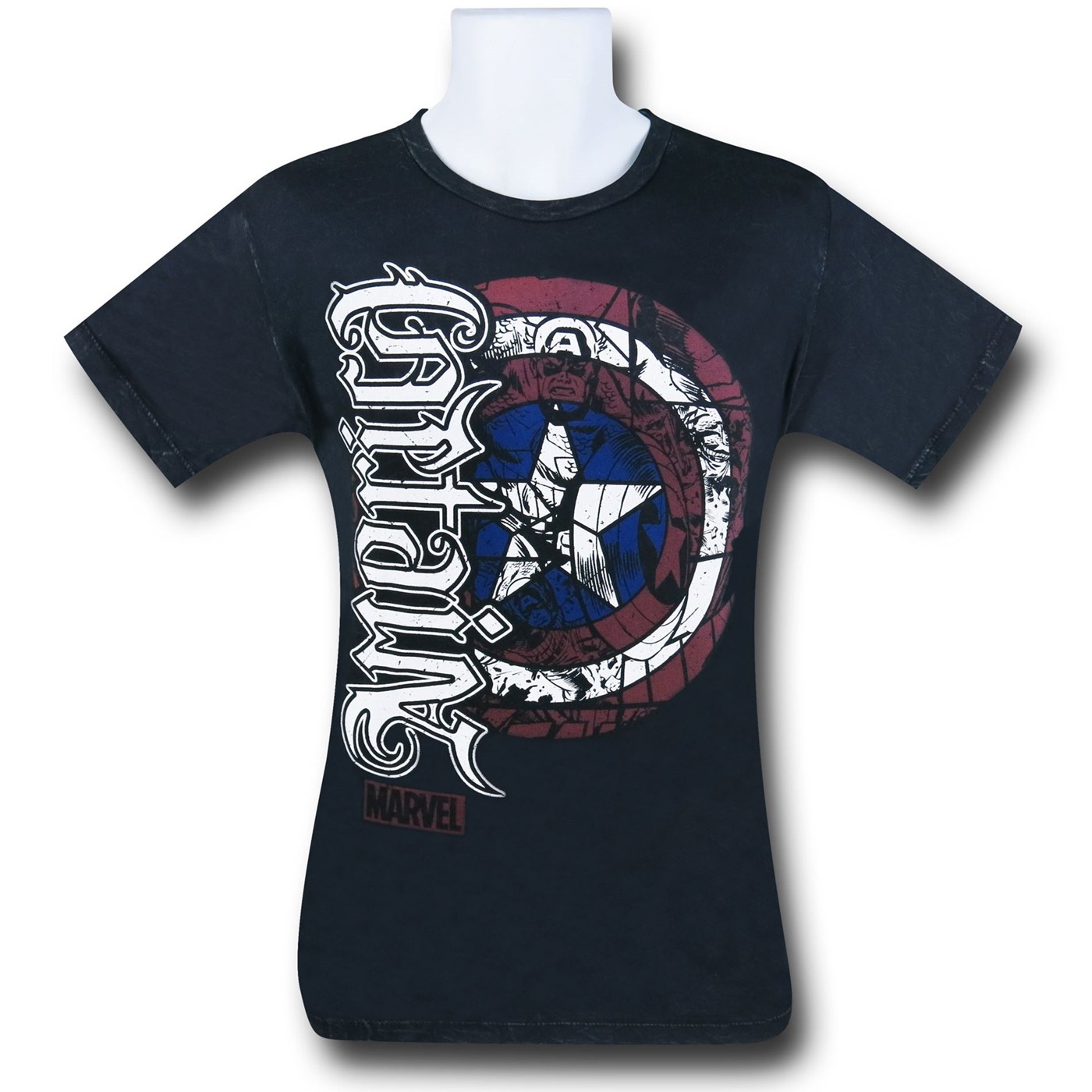 Captain America Shield Red Chapter Ambigram T-Shirt, Black