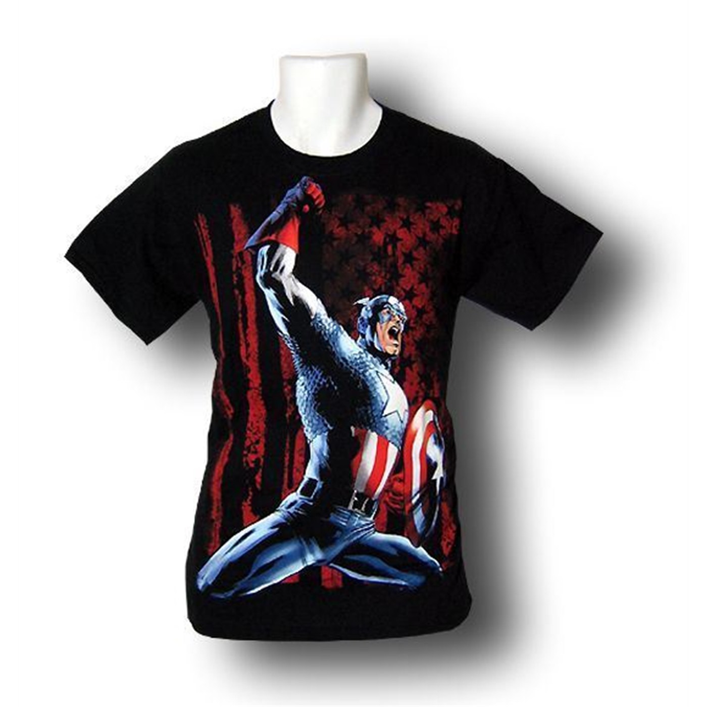 Captain America Red Flag T-Shirt, Black