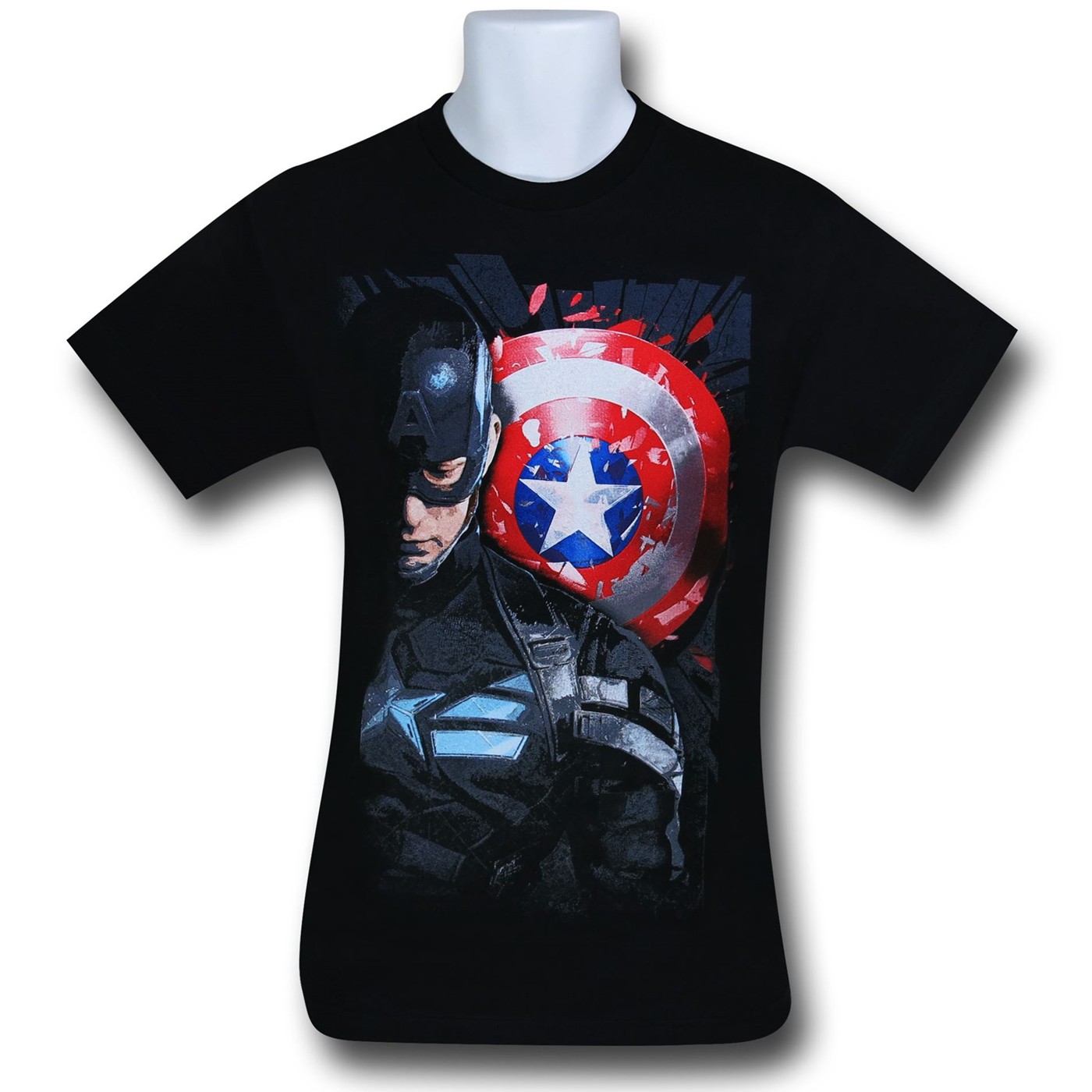 Captain America Scar Shield 30 Single T-Shirt, Black