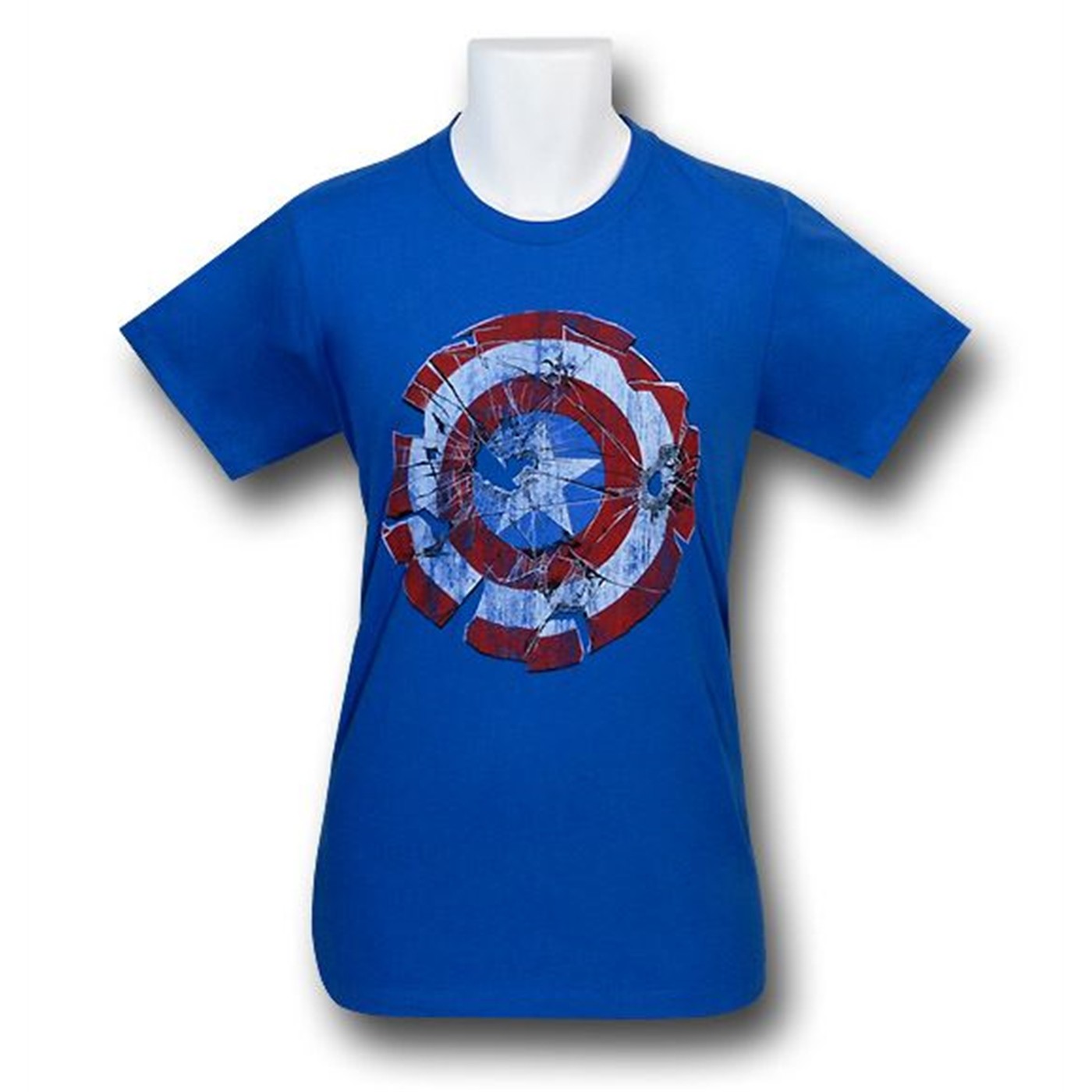 Captain America Shattered Shield 30 Single T-Shirt, Blue