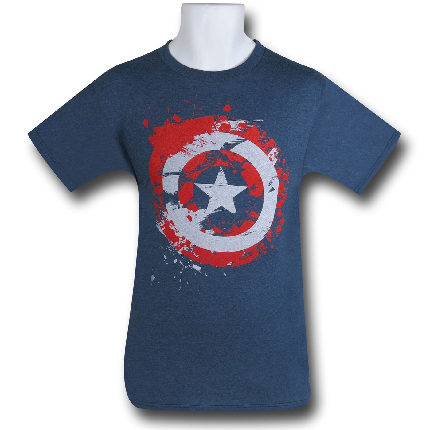 Captain America Splatter Shield T-Shirt, Blue