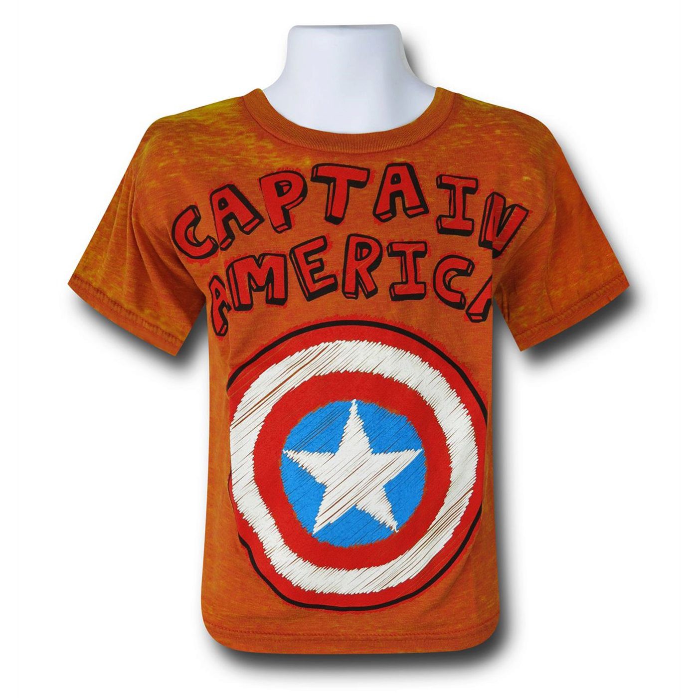 Captain America Shield Burnout Kids T-Shirt, Orange