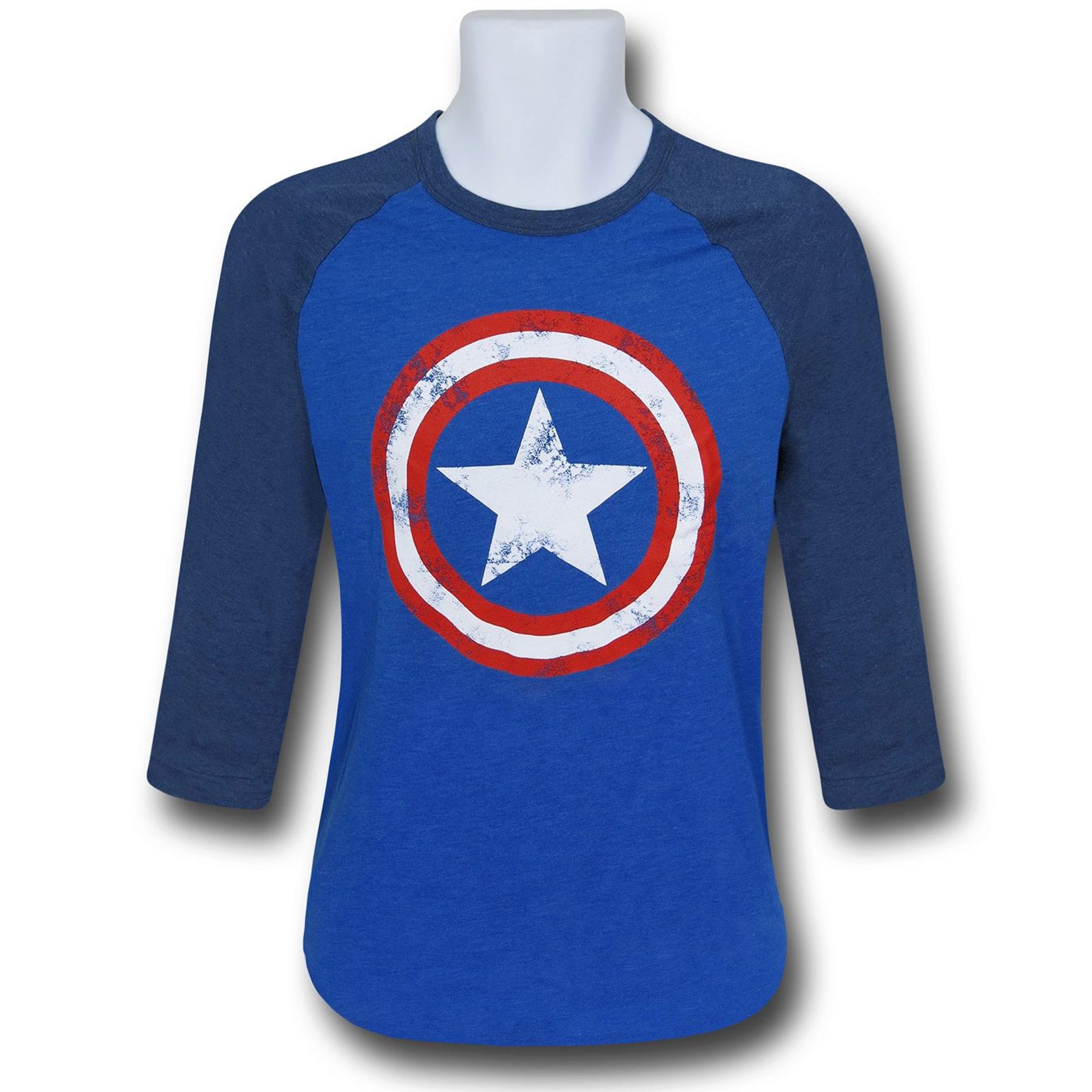 Captain America Shield Blue Baseball T-Shirt, Blue