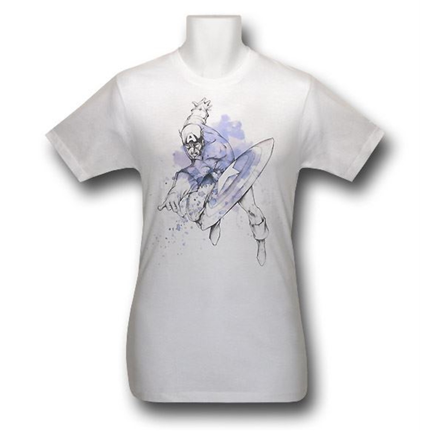 Captain America Splashed 30 Single T-Shirt, White