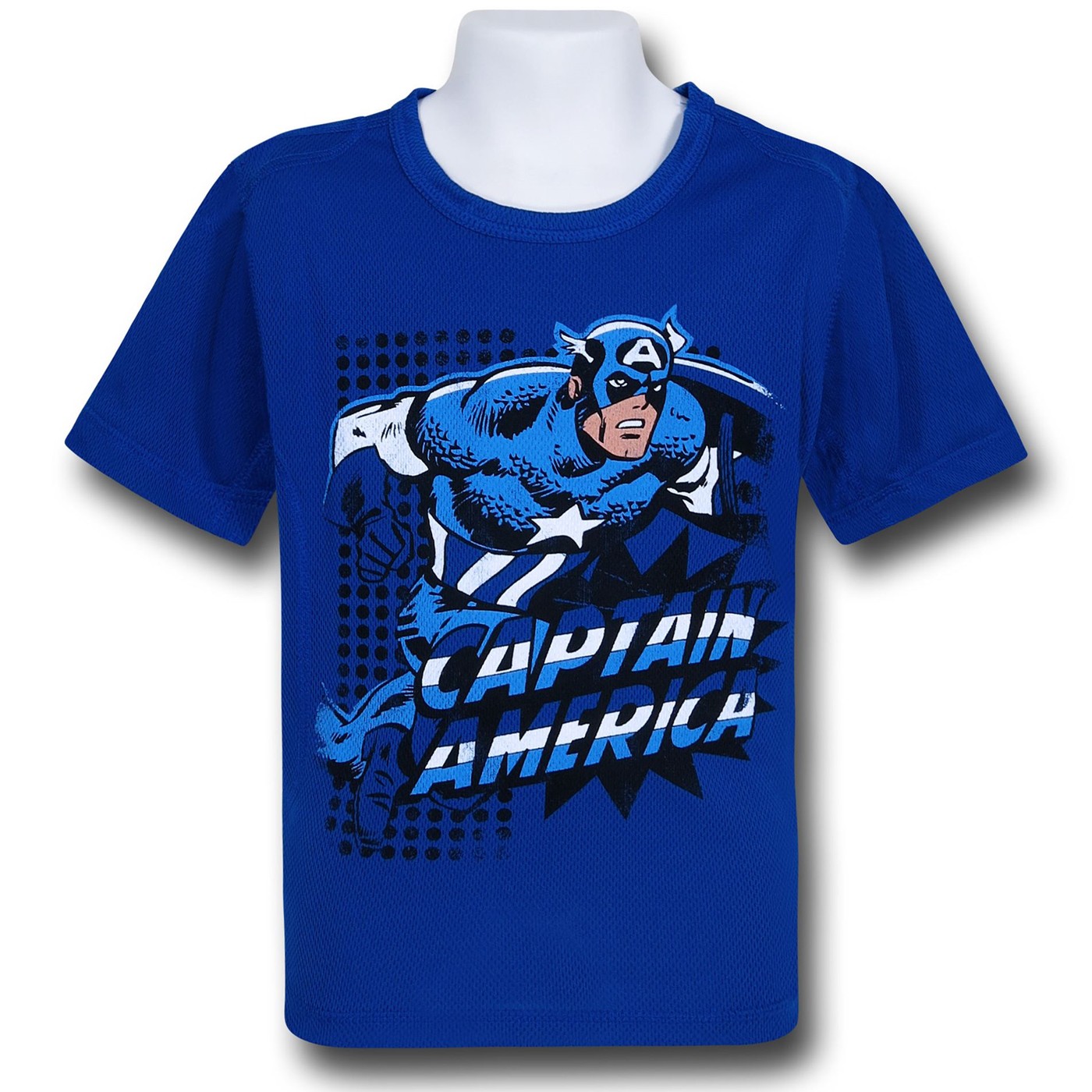 Captain America Striker Polymesh Kids T-Shirt, Blue