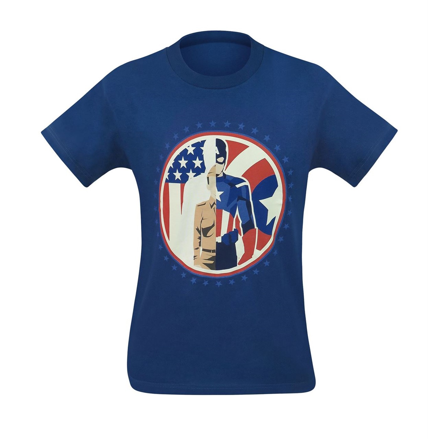 Captain America Steve Rogers Split Men's T-Shirt, Blue
