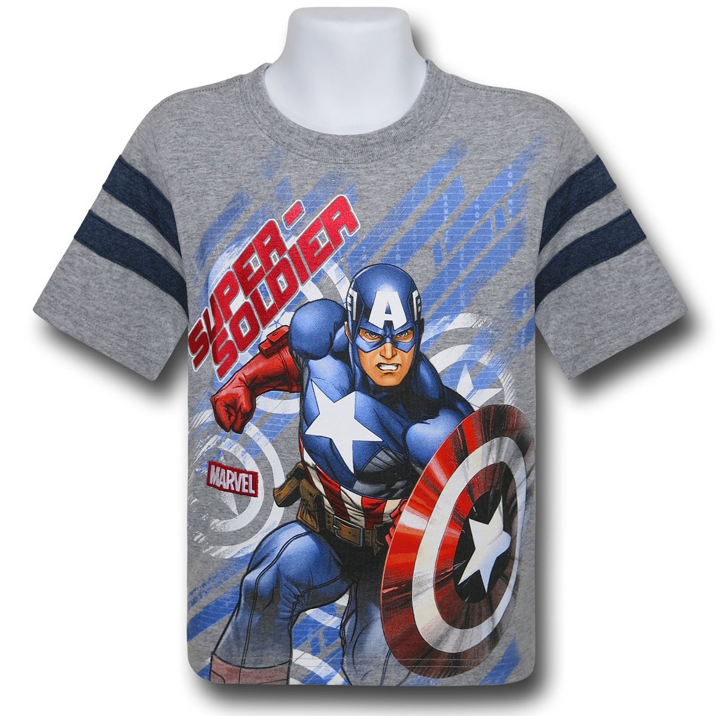Captain America Super Soldier Red Foil Kids T-Shirt, Grey