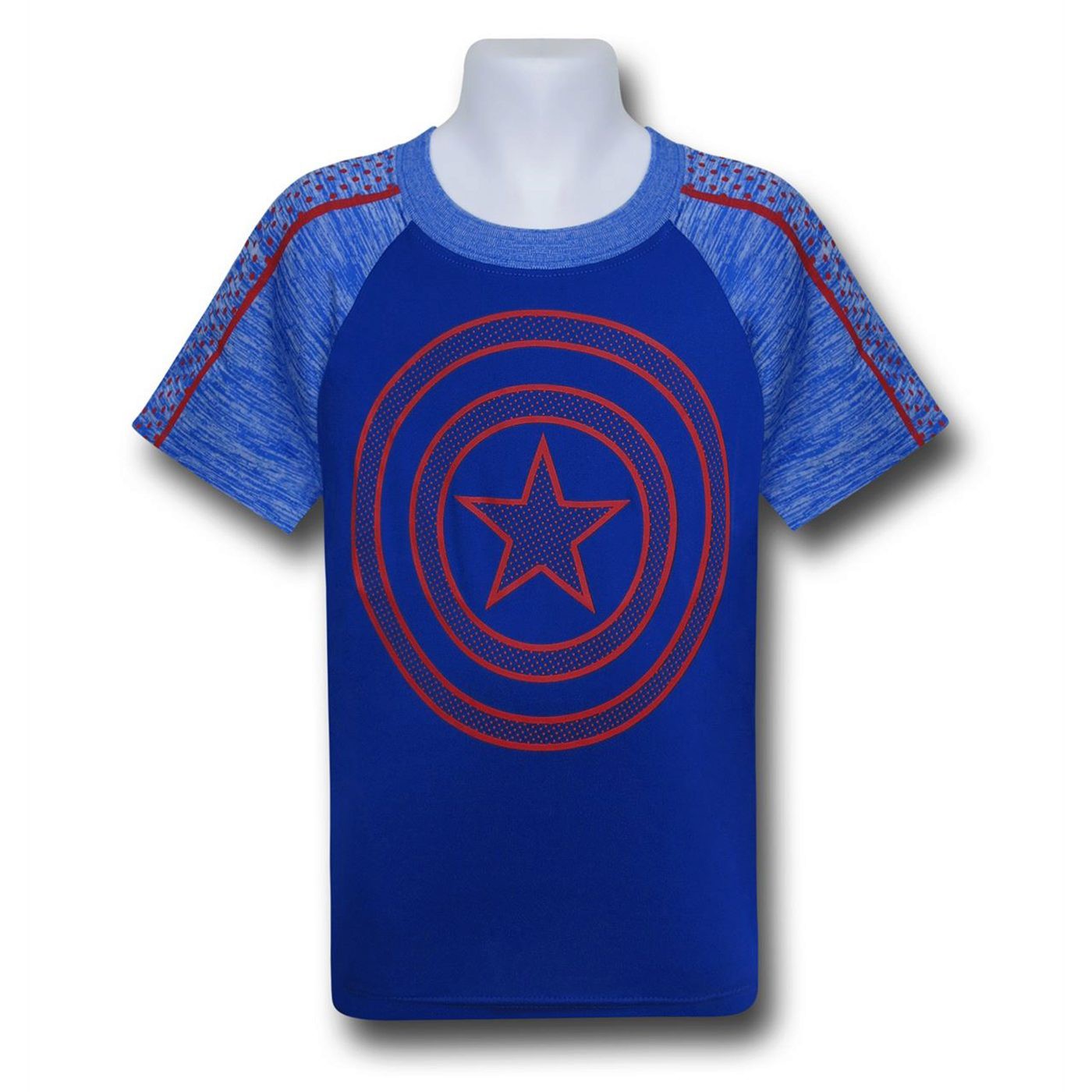 Captain America Kids Shield on Blue Space Dye T-Shirt, Blue