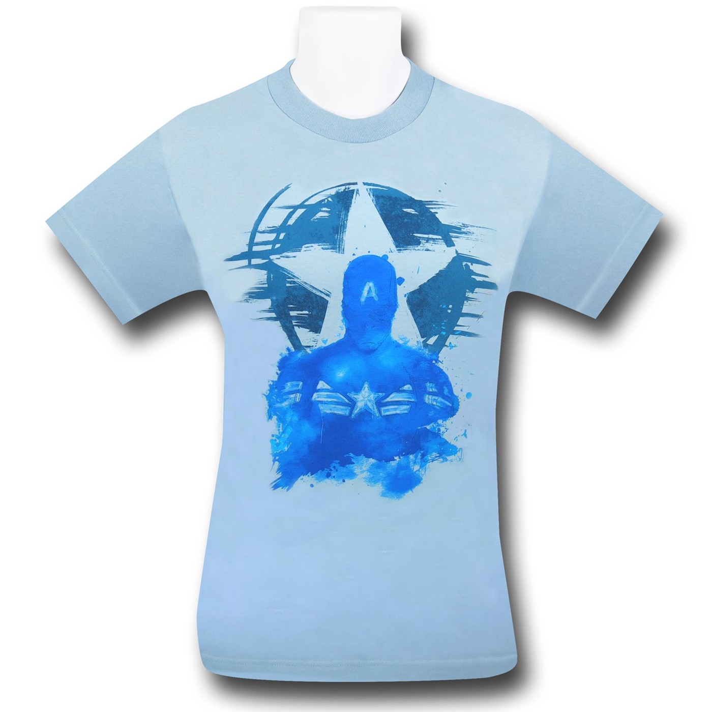 Captain America Torso Stencil 30 Single T-Shirt, Blue