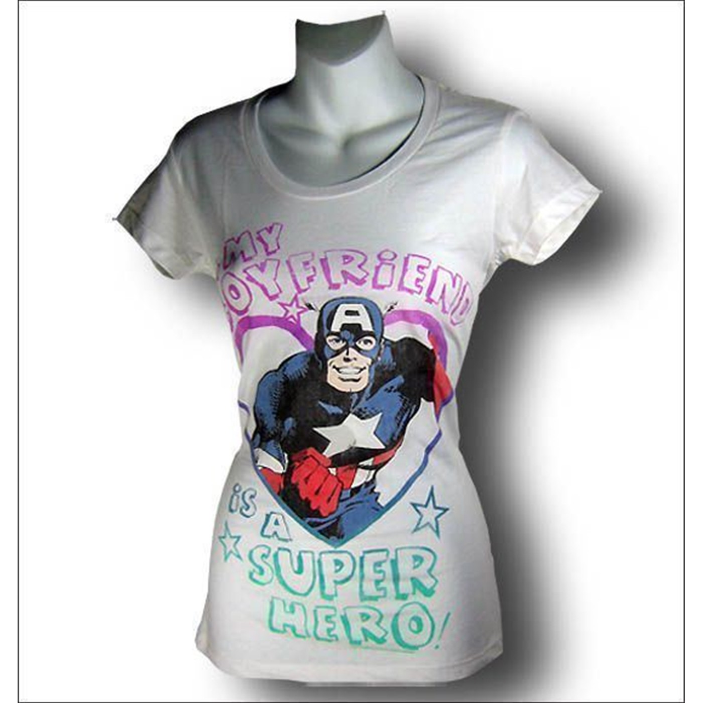 Captain America Women's My Boyfriend is a Superhero T-S, White