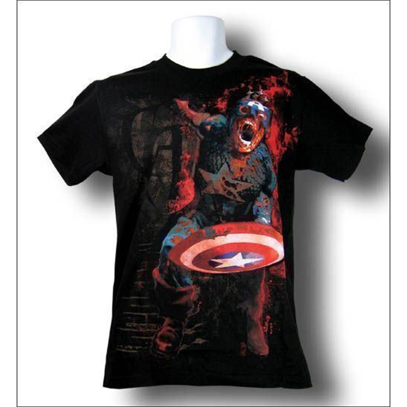 Captain America Zombie T-Shirt, Black