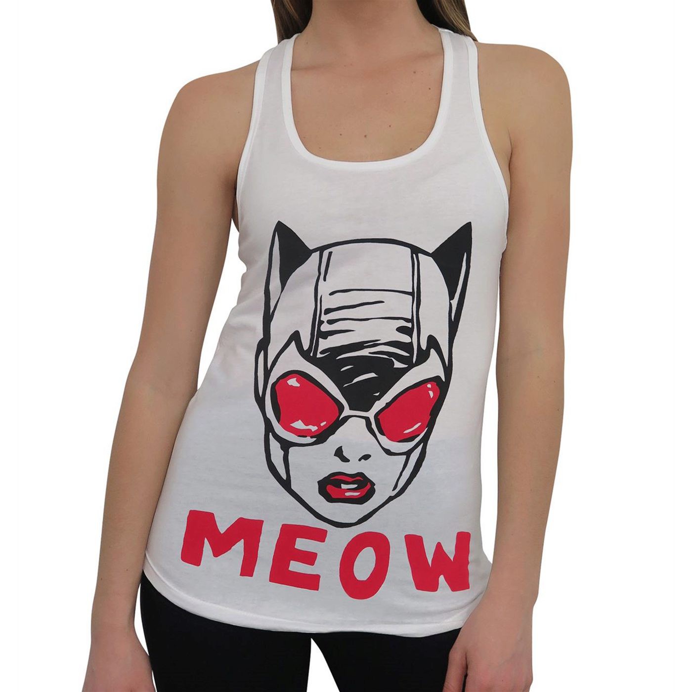 Catwoman Meow Women's Keyhole Tank Top, White
