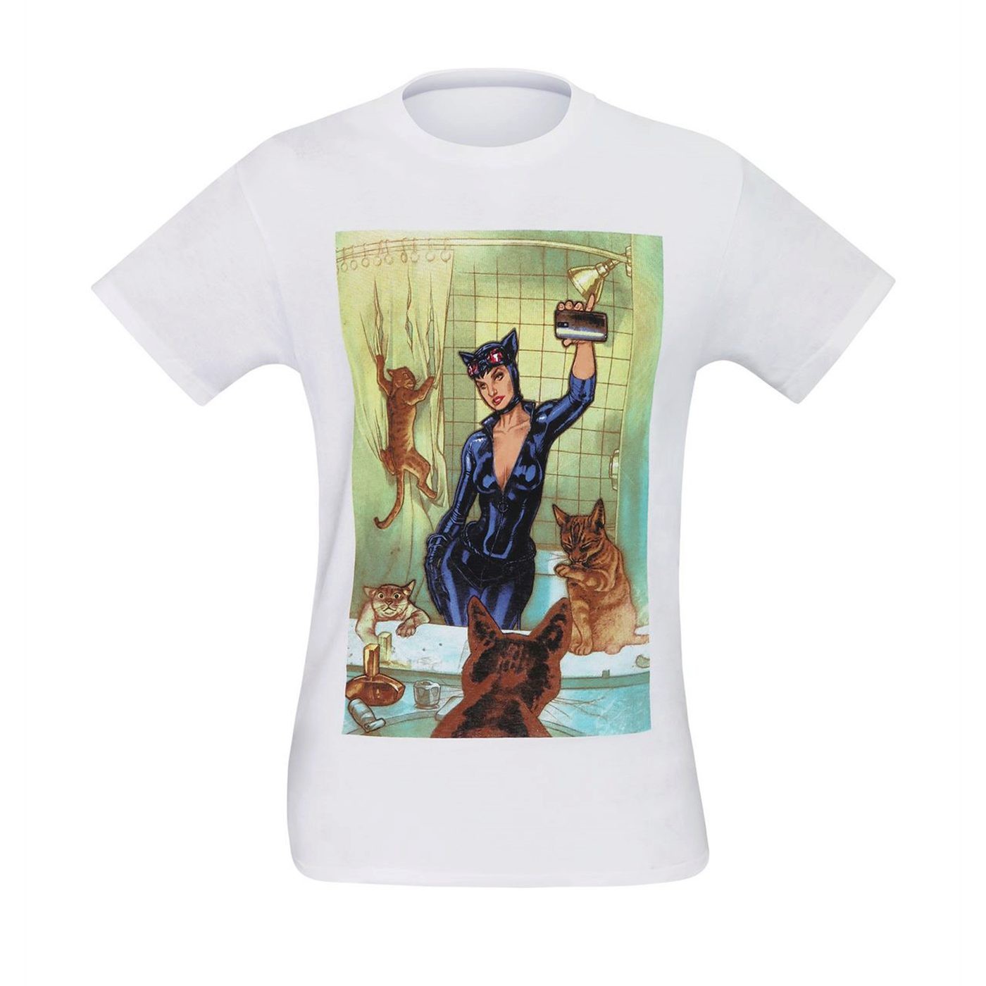 Catwoman Bathroom Selfie Men's T-Shirt, White